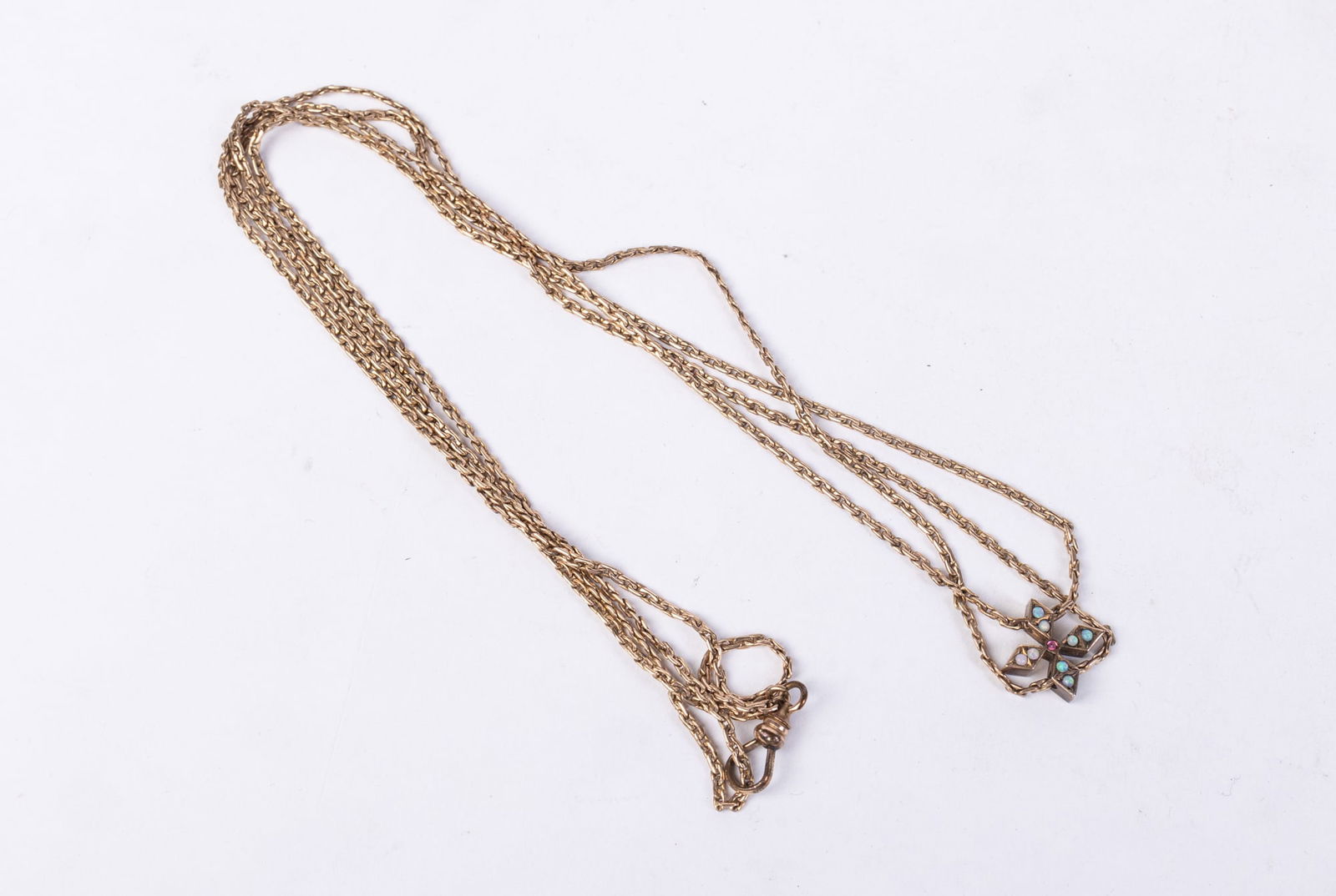 Antique Pocket Watch Chain with Jeweled slide (1 of 3)