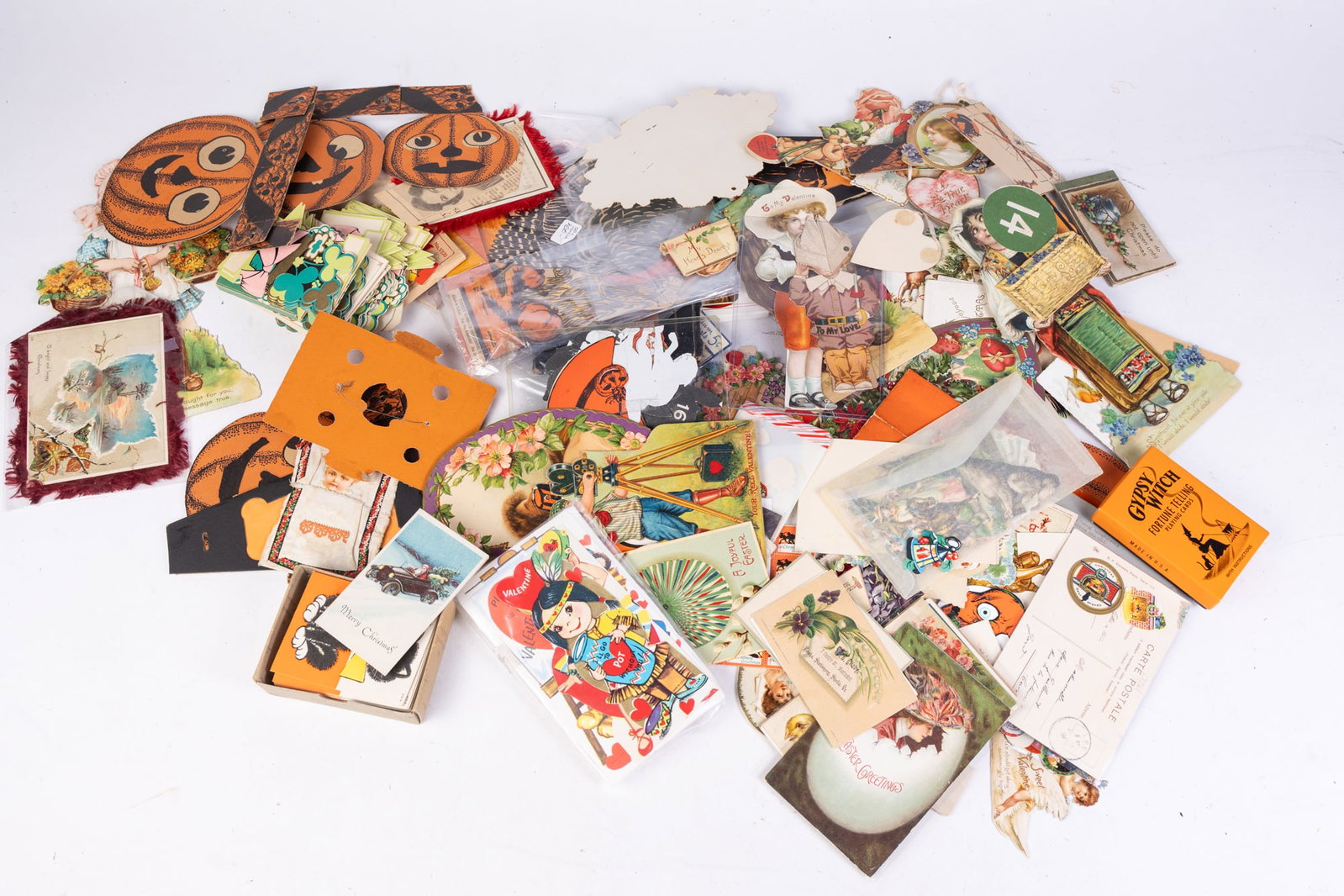 Vintage and Antique Greeting Cards: Vintage and Antique Greeting Cards: Valentines - Christmas - Thanksgiving - Halloween Size 7" x 12" x 12" Literature Brooks Auction is not responsible for outbids. Questions? Call the office at (856