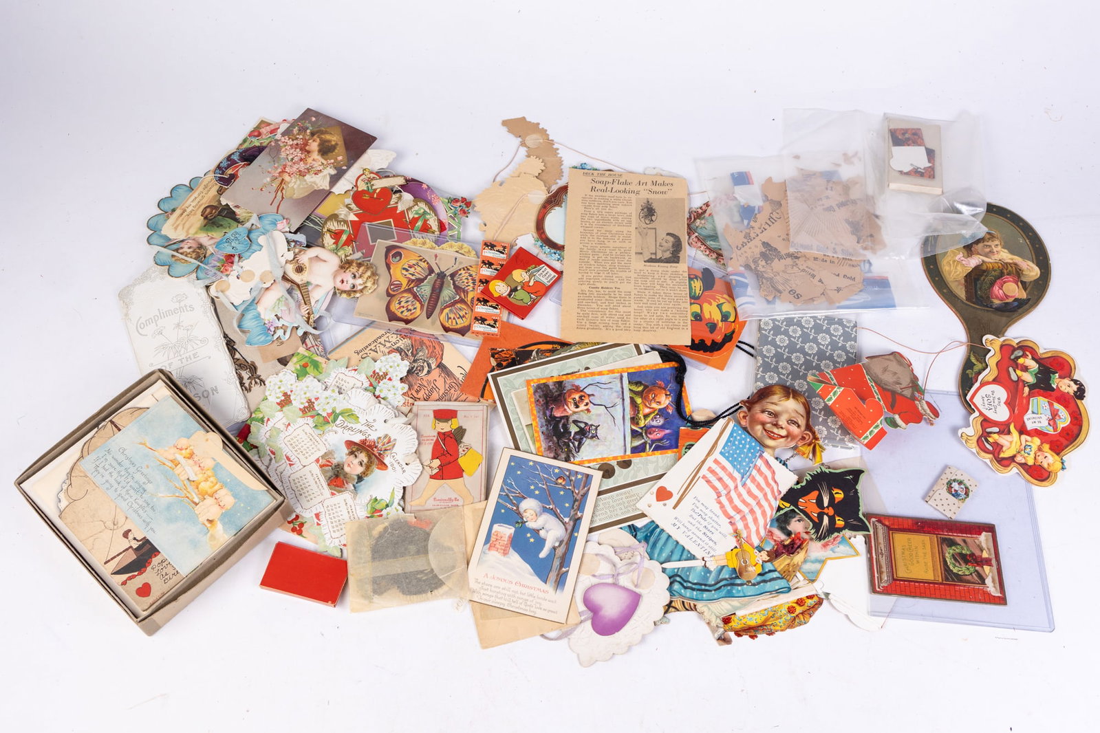 Vintage and Antique Greeting Cards: Vintage and Antique Greeting Cards: Valentines - Christmas - Thanksgiving - Halloween Size 7" x 12" x 12" Literature Brooks Auction is not responsible for outbids. Questions? Call the office at (856