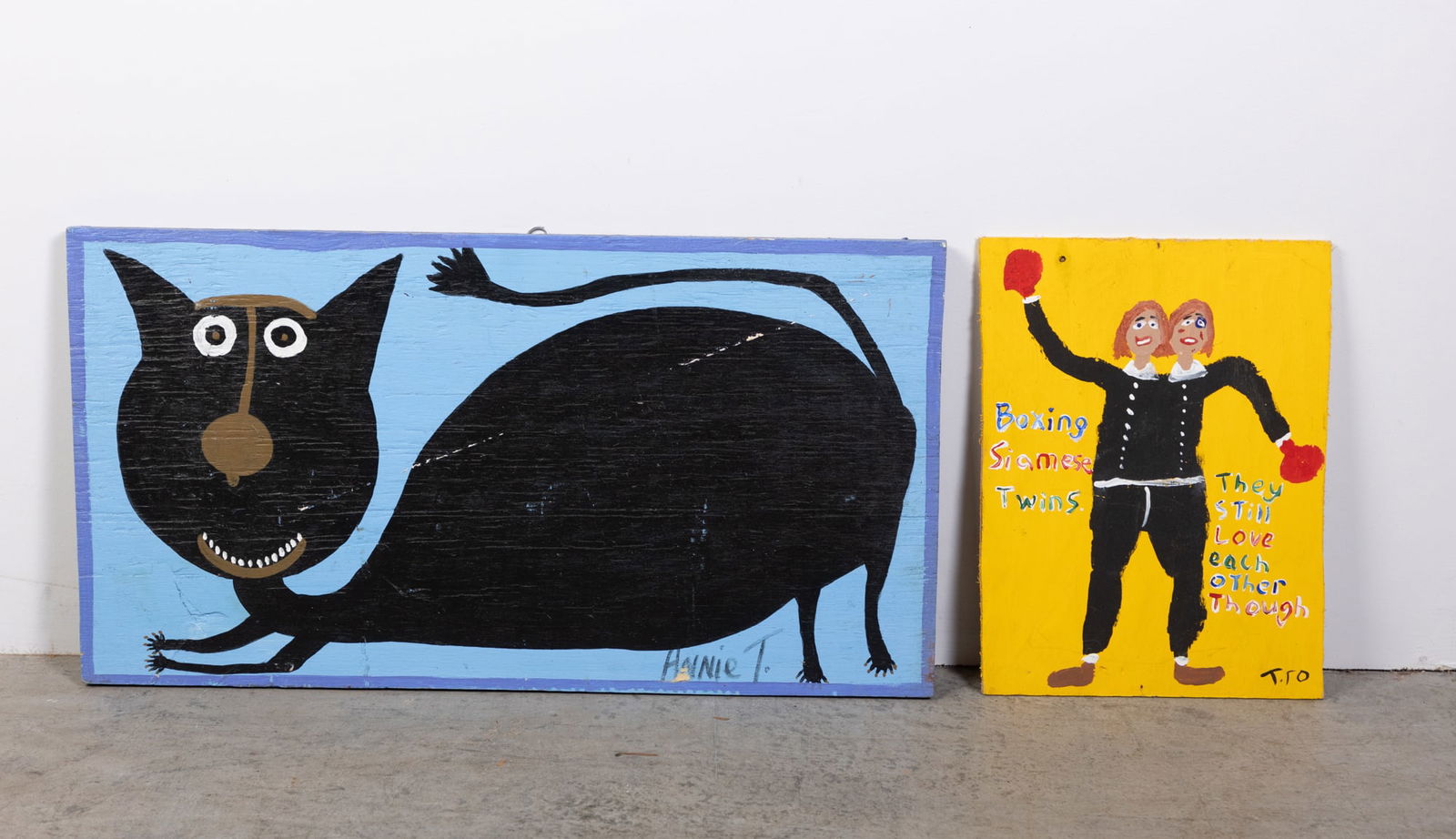 Two Pieces of Original Folk art on Wood (1 of 2)