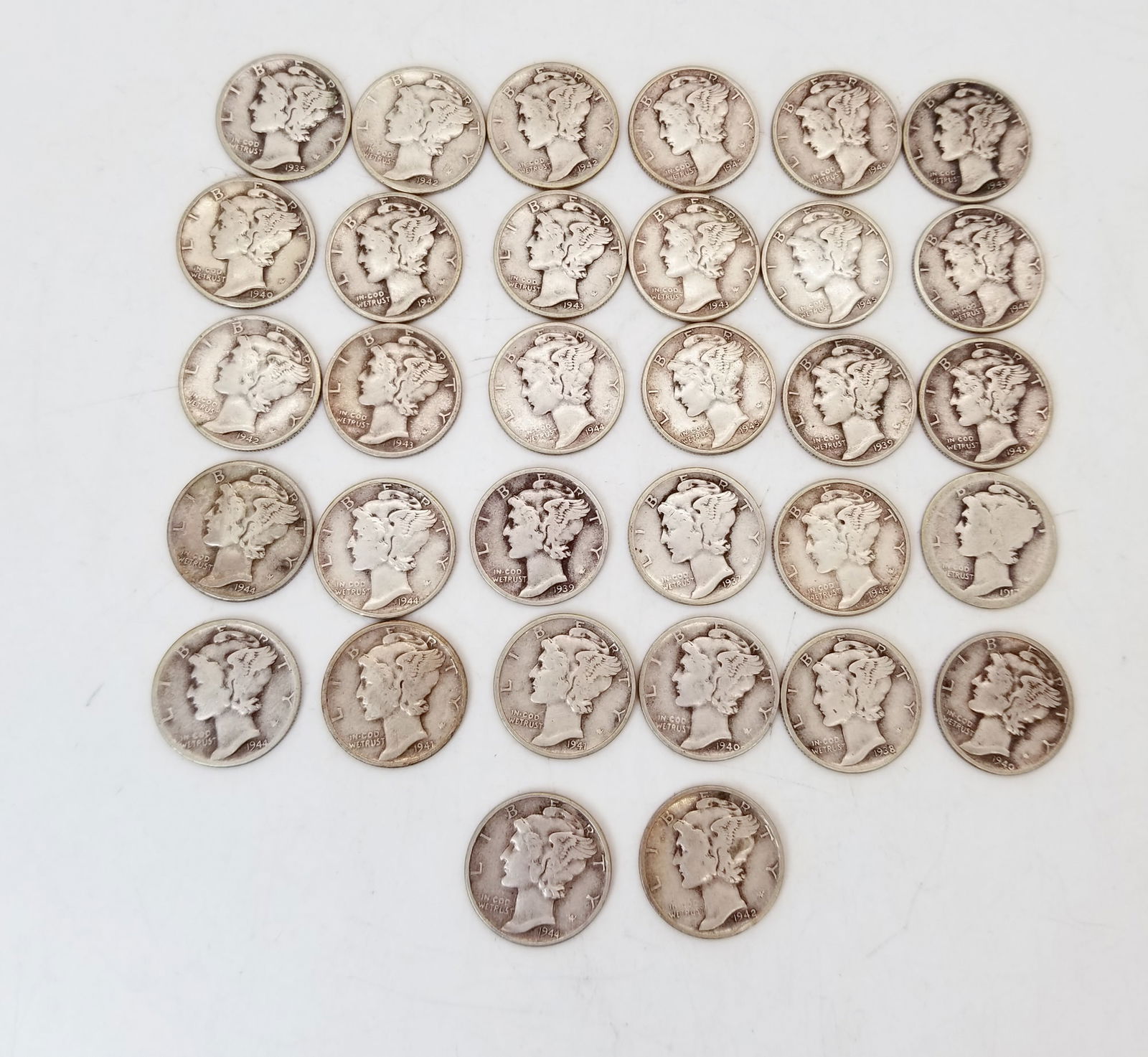 Thirty Two Mercury Dimes (1 of 2)
