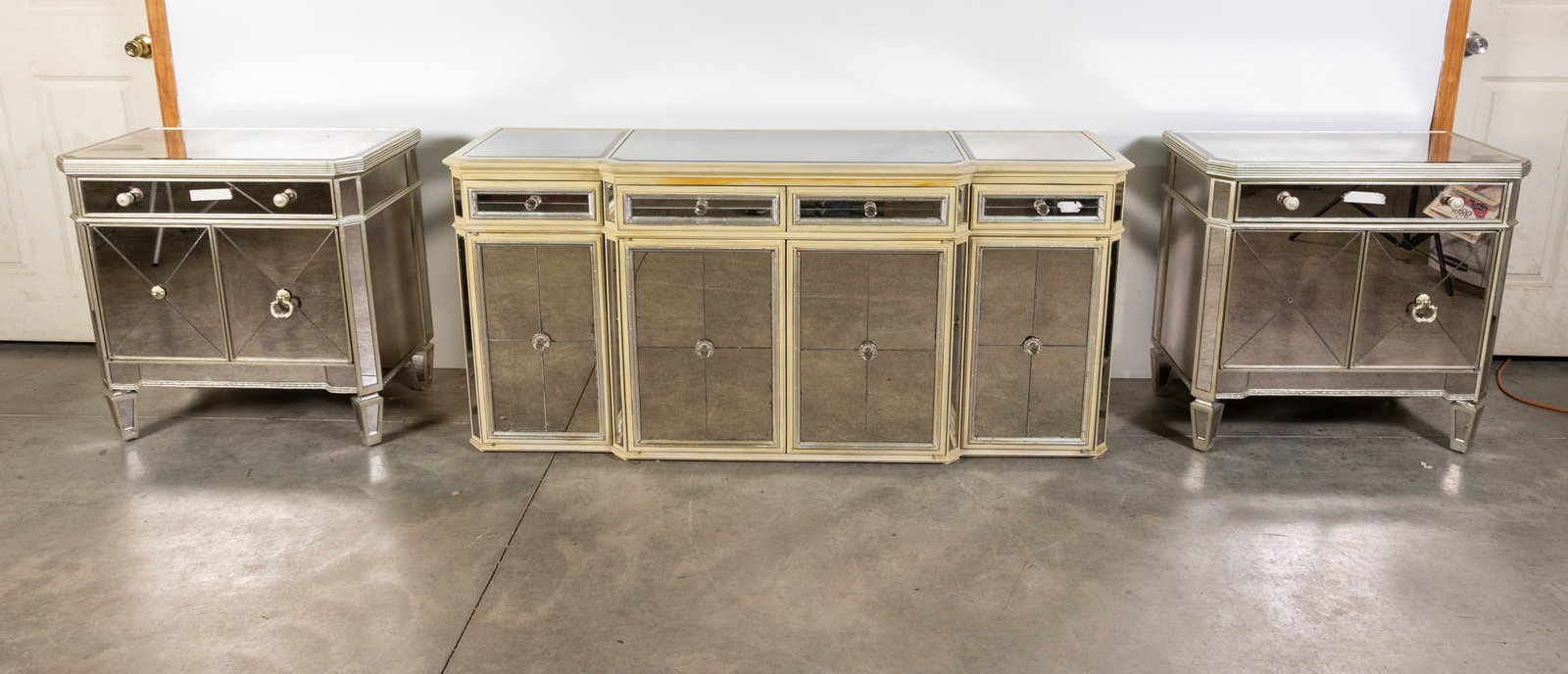 Set of Three Contemporary Mirrored Cabinets (1 of 13)