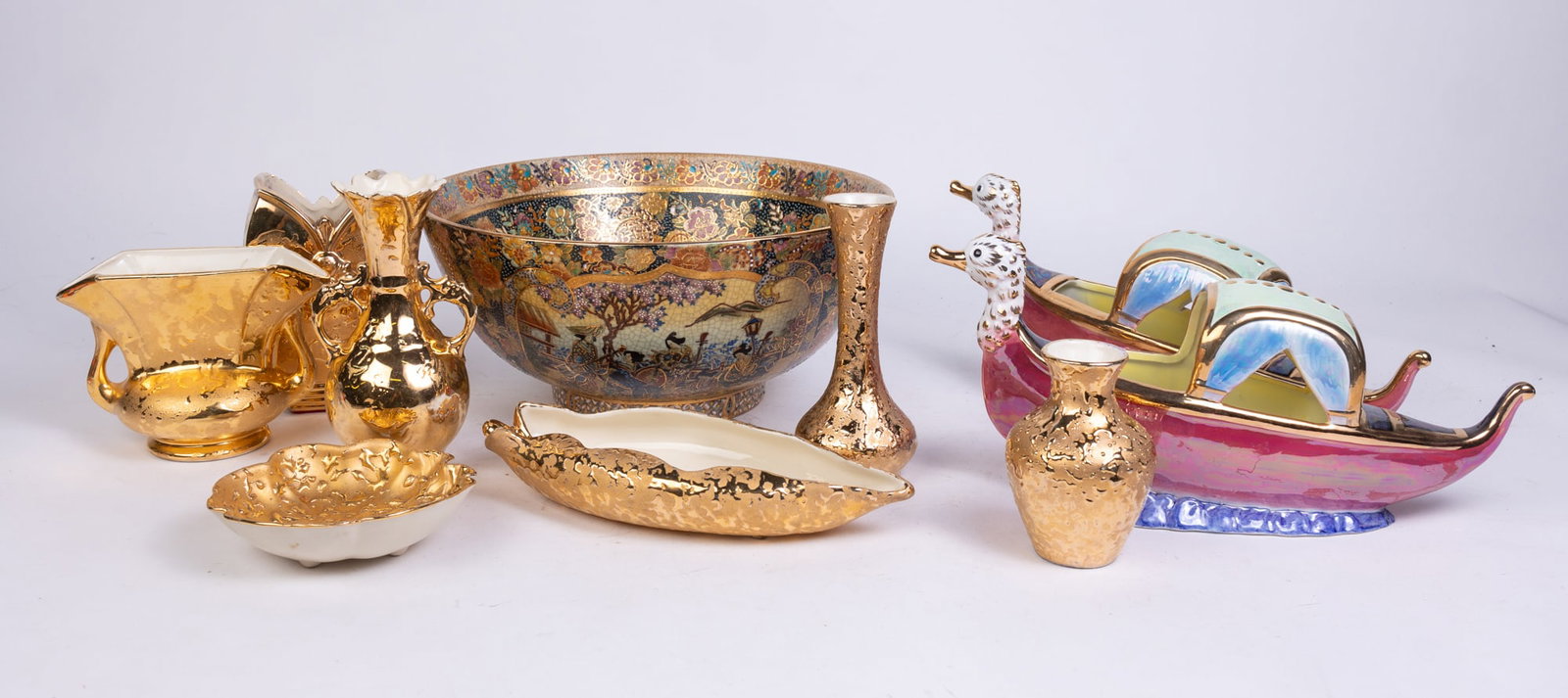 Large Satsuma Ceramic Bowl and Assorted Decorative Ceramics (1 of 4)