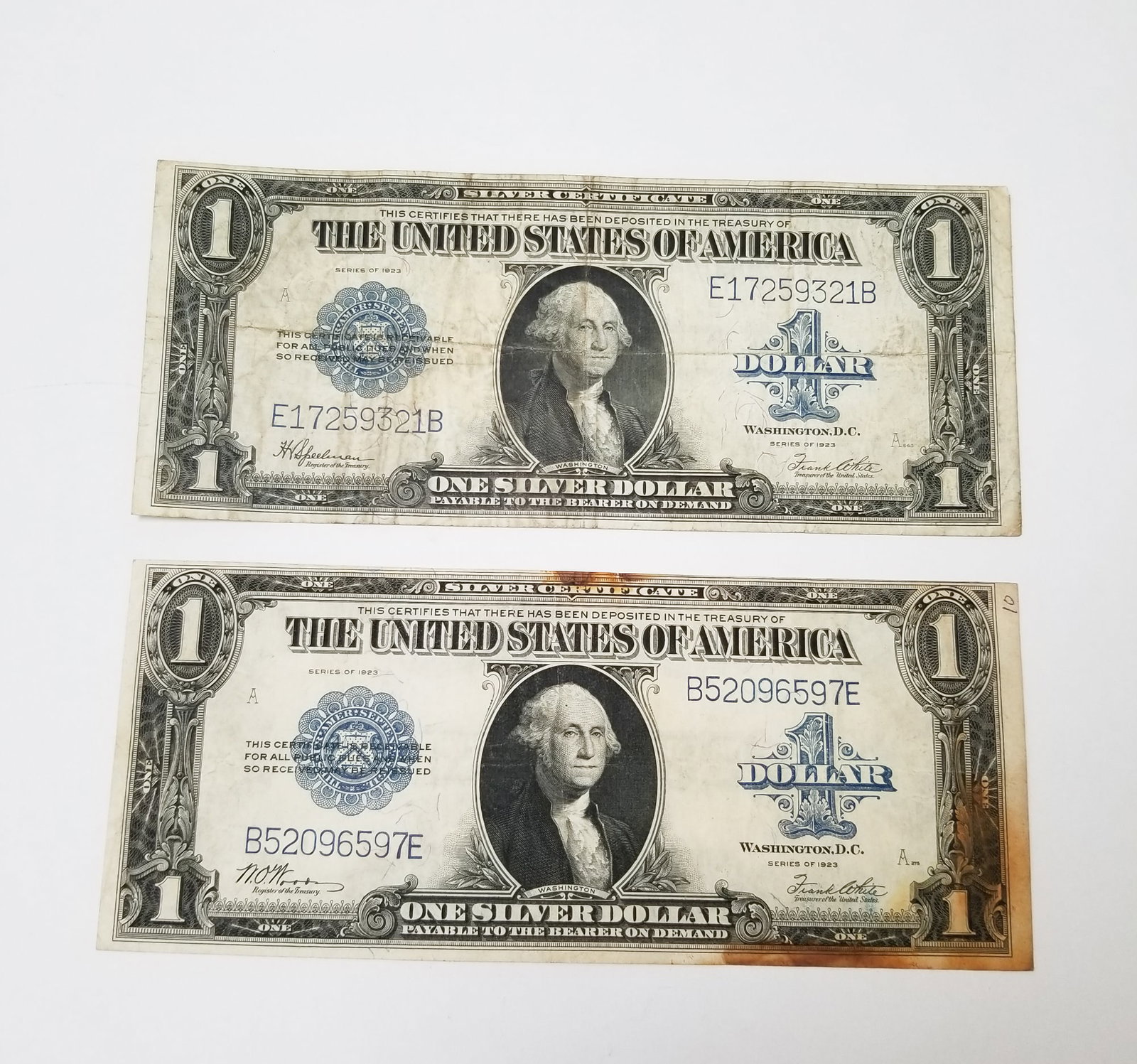 Two Series 1923 Silver Certificates (1 of 2)