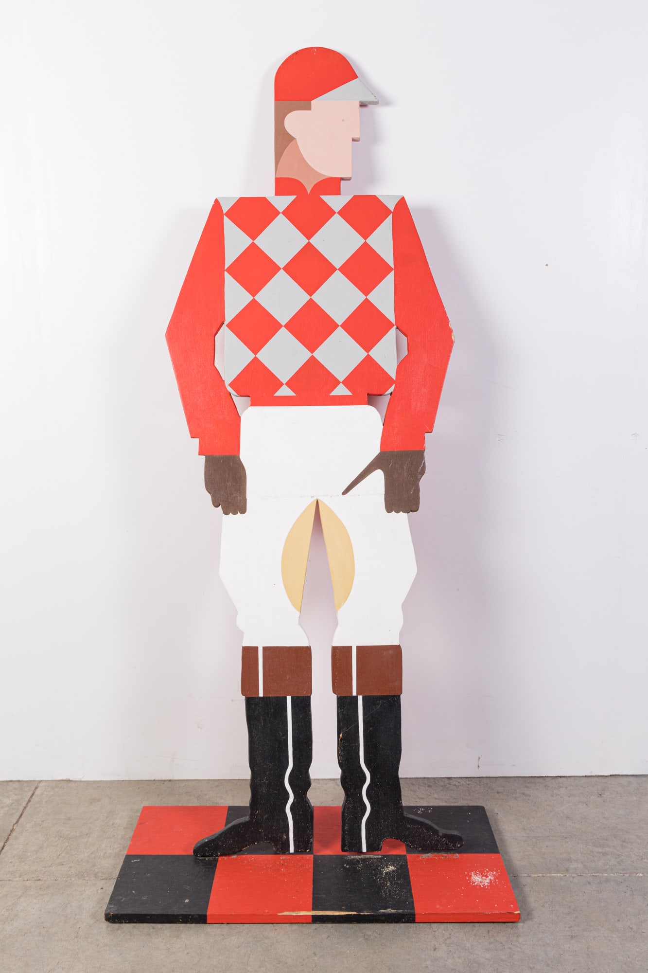 Novelty Jockey Standee Wooden Silhouette Folk Art Cut Out: Novelty Jockey Standee Wooden Silhouette Folk Art Cut Out Size 61" x 22" Literature Brooks Auction is not responsible for outbids. Questions? Call the office at (856) 694-2960 or email us directly a