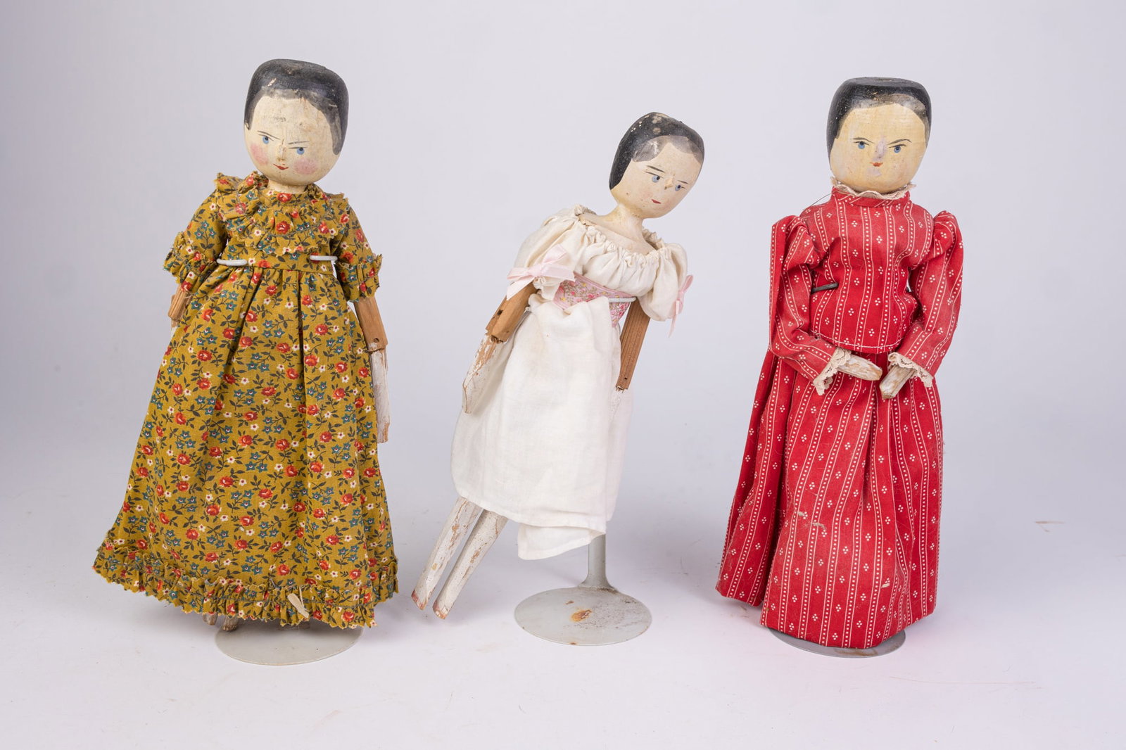 Three German Grodnertal Wooden Peg Dolls (1 of 3)