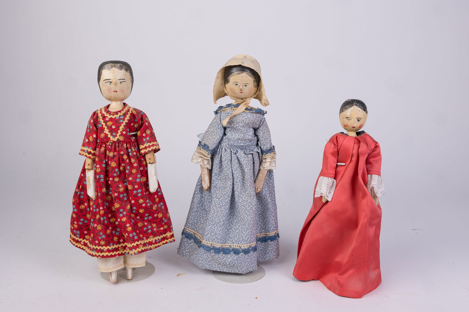 Three German Grodnertal Wooden Peg Dolls (1 of 4)