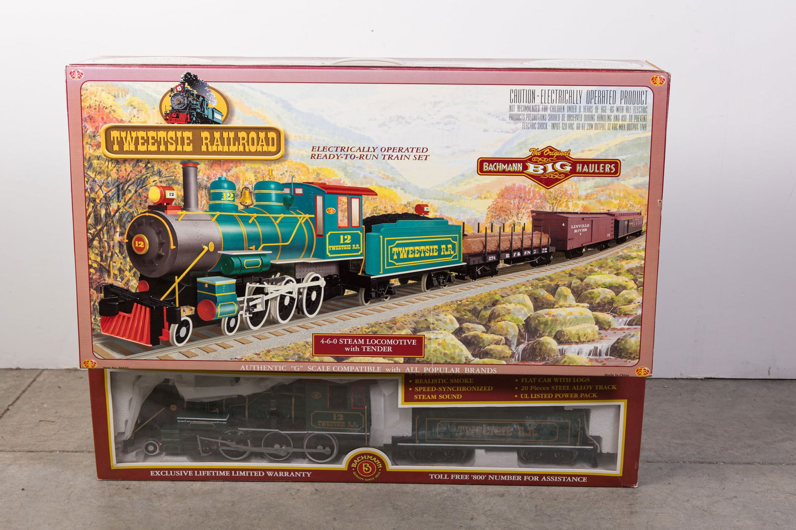 Bachmann Big Haulers Tweetsie Railroad #90033 G Scale Train Set, Sealed NIB: Bachmann Big Haulers Tweetsie Railroad #90033 G Scale Train Set, Sealed NIB Size 25" x 33" x 7" Literature Brooks Auction is not responsible for outbids. Questions? Call the office at (856) 694-2960