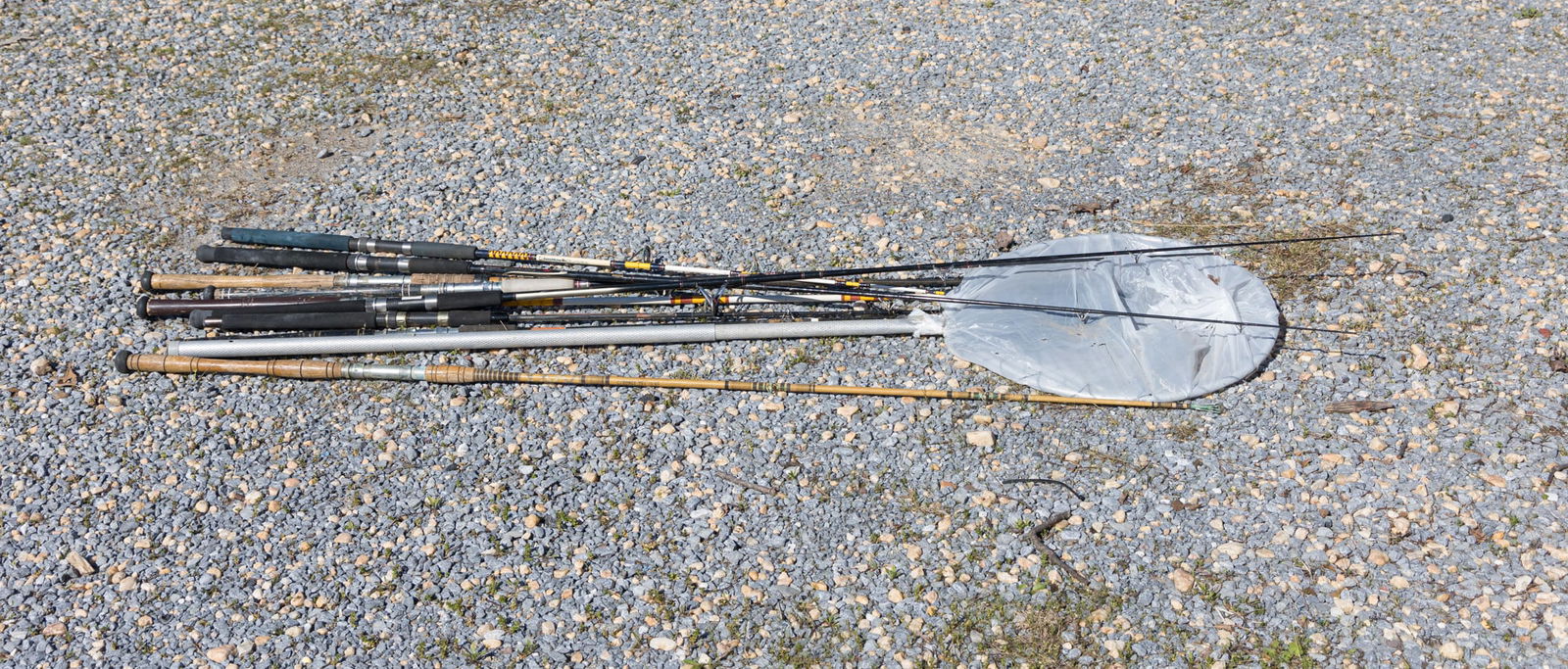 Lot of Vintage Fishing Poles and Aluminum Net (1 of 5)