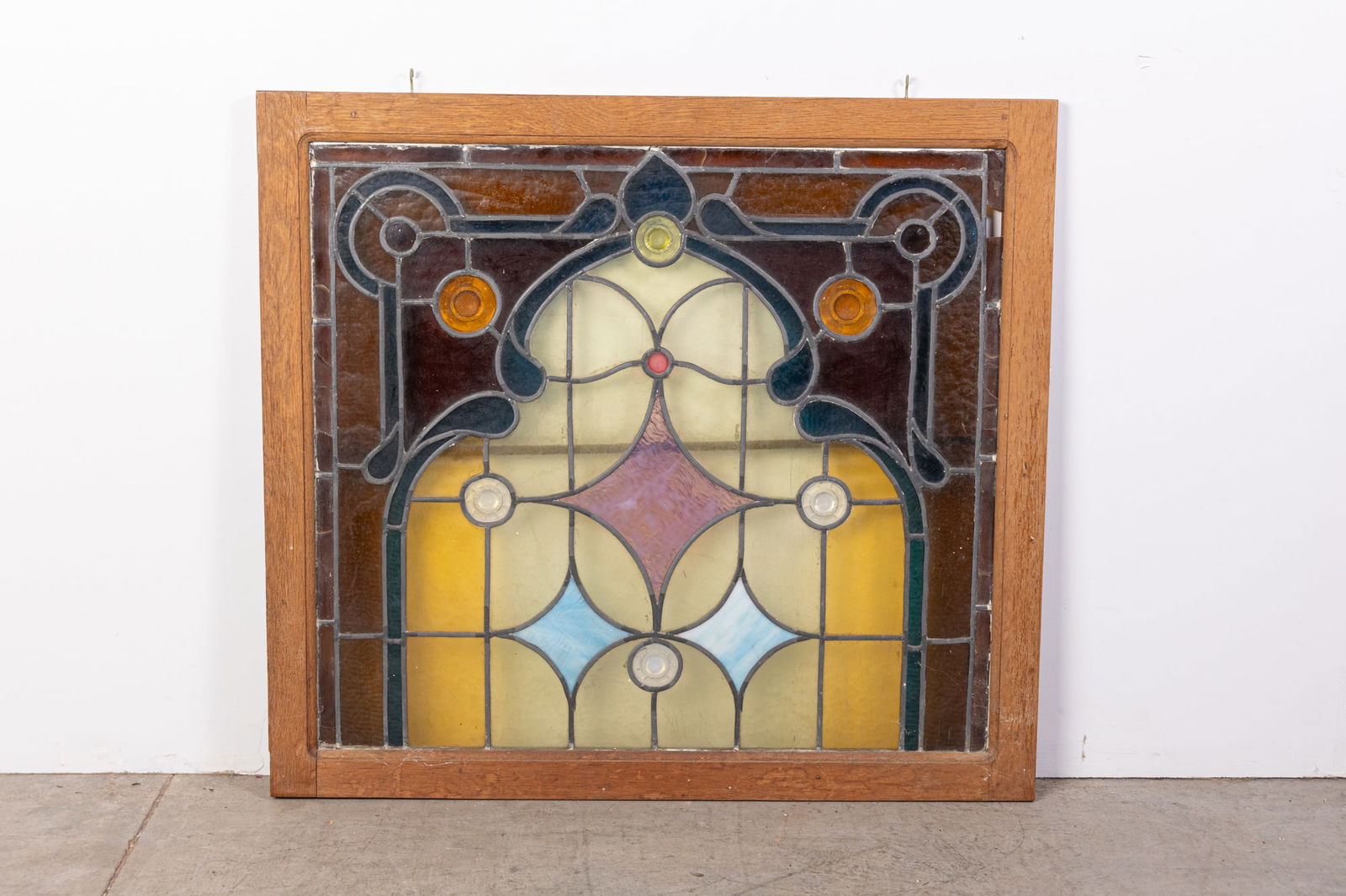 Stained Glass Window Panel with Wood Frame (1 of 2)