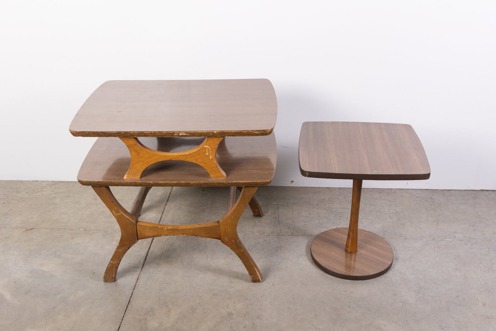 Pair of Mid Century Modern Side Tables MCM: Pair of Mid Century Modern Side Tables MCM Size 21" x 18" x 23" Literature Brooks Auction is not responsible for outbids. Questions? Call the office at (856) 694-2960 or email us directly at info@br