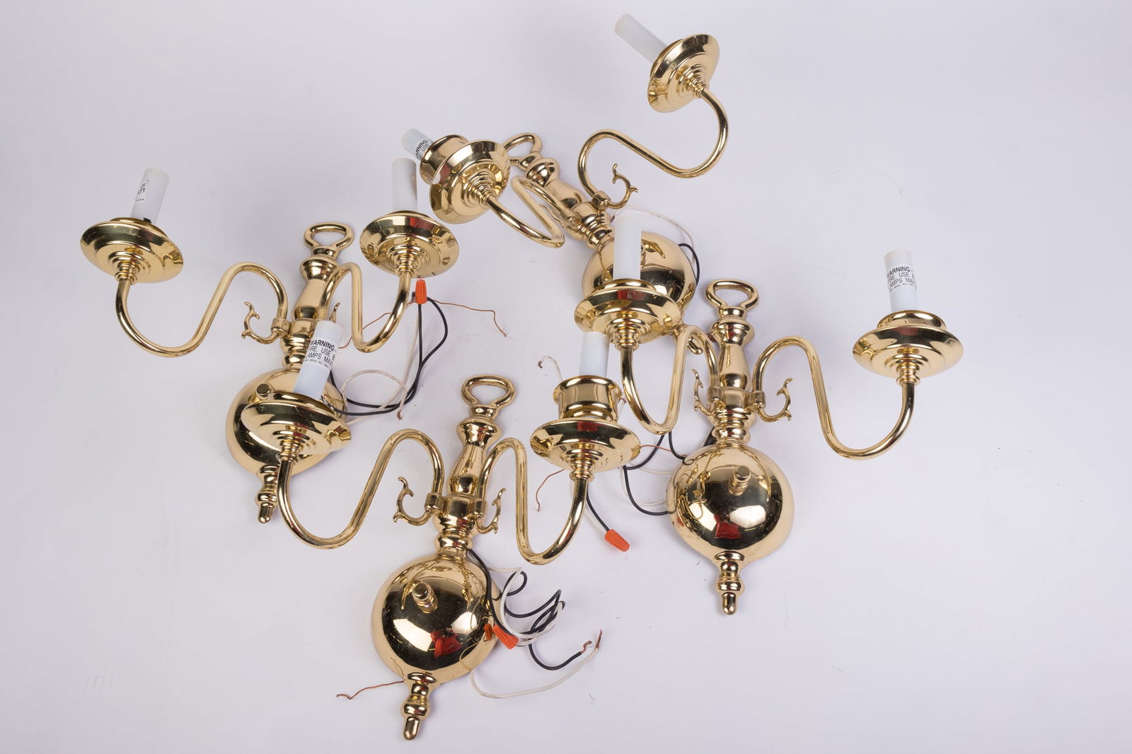 Pair of Brass Faux Candle Electric Wall Sconces (1 of 10)