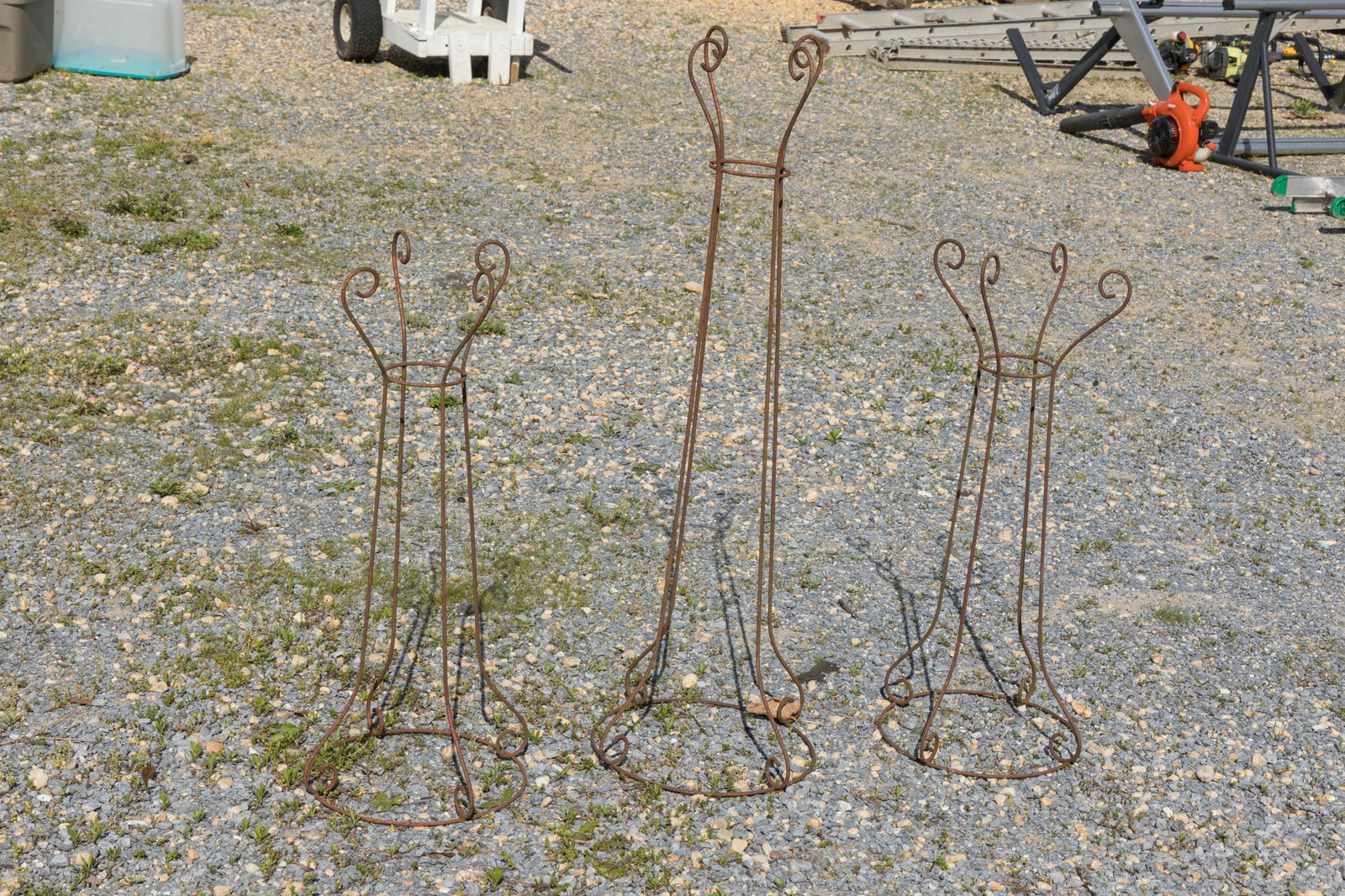 Set of Three Mid Century Wrought Iron Outdoor Plant Stands (1 of 4)