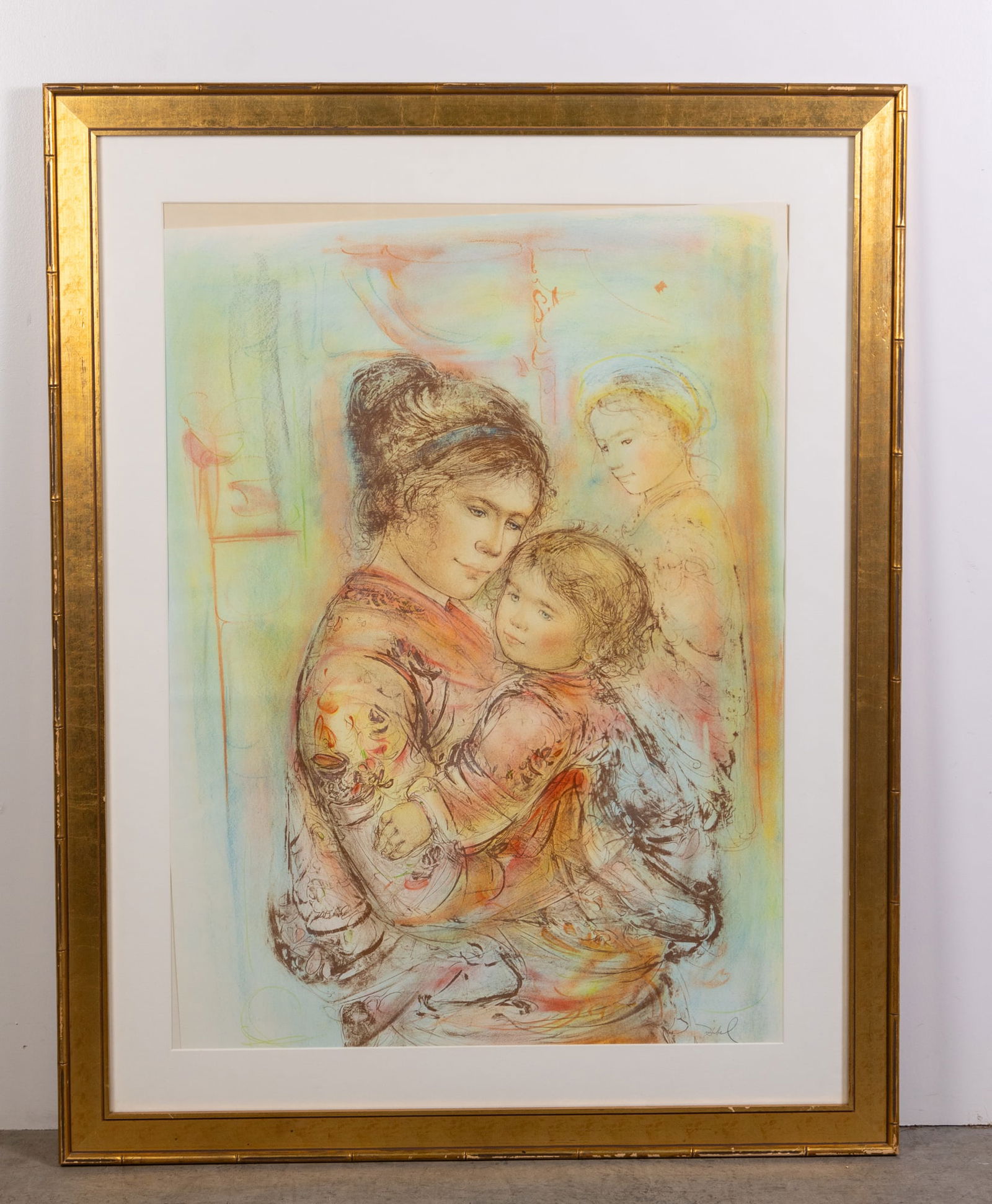 Edna Hibel "Mother & Children" Signed Artist Proof and Pastels (1 of 4)