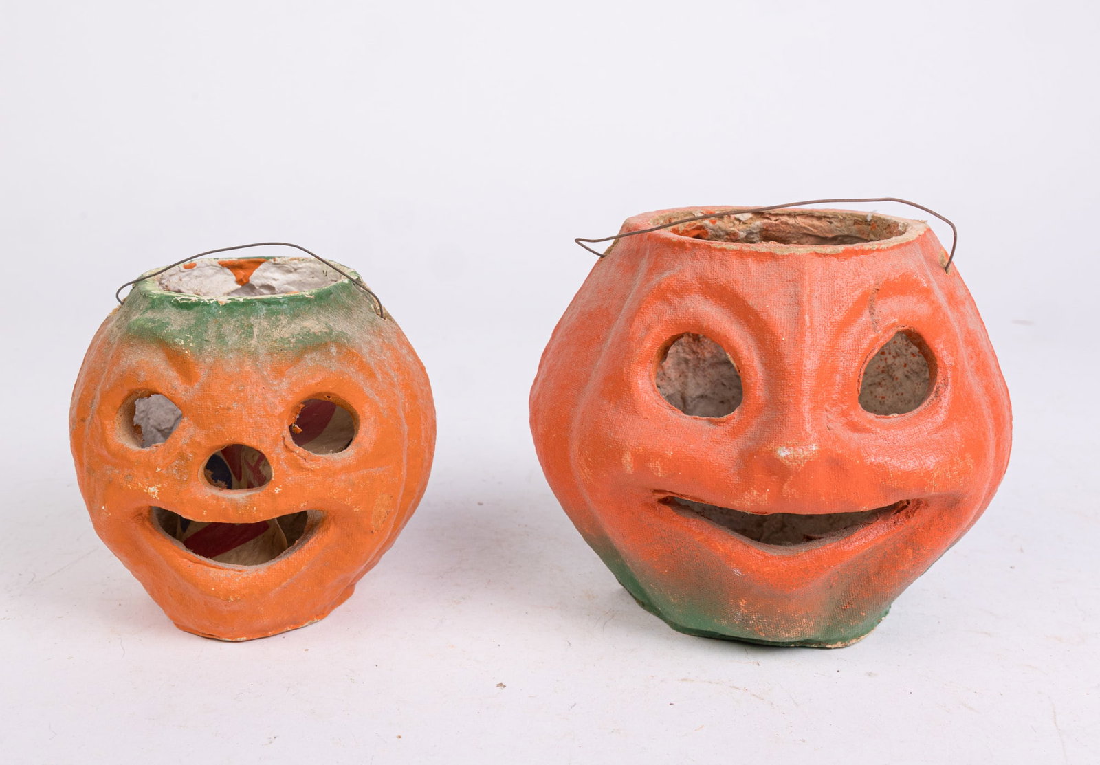 Two Halloween Vintage Jack o Lantern Paper Mache Candy Lanterns (1 of 8)