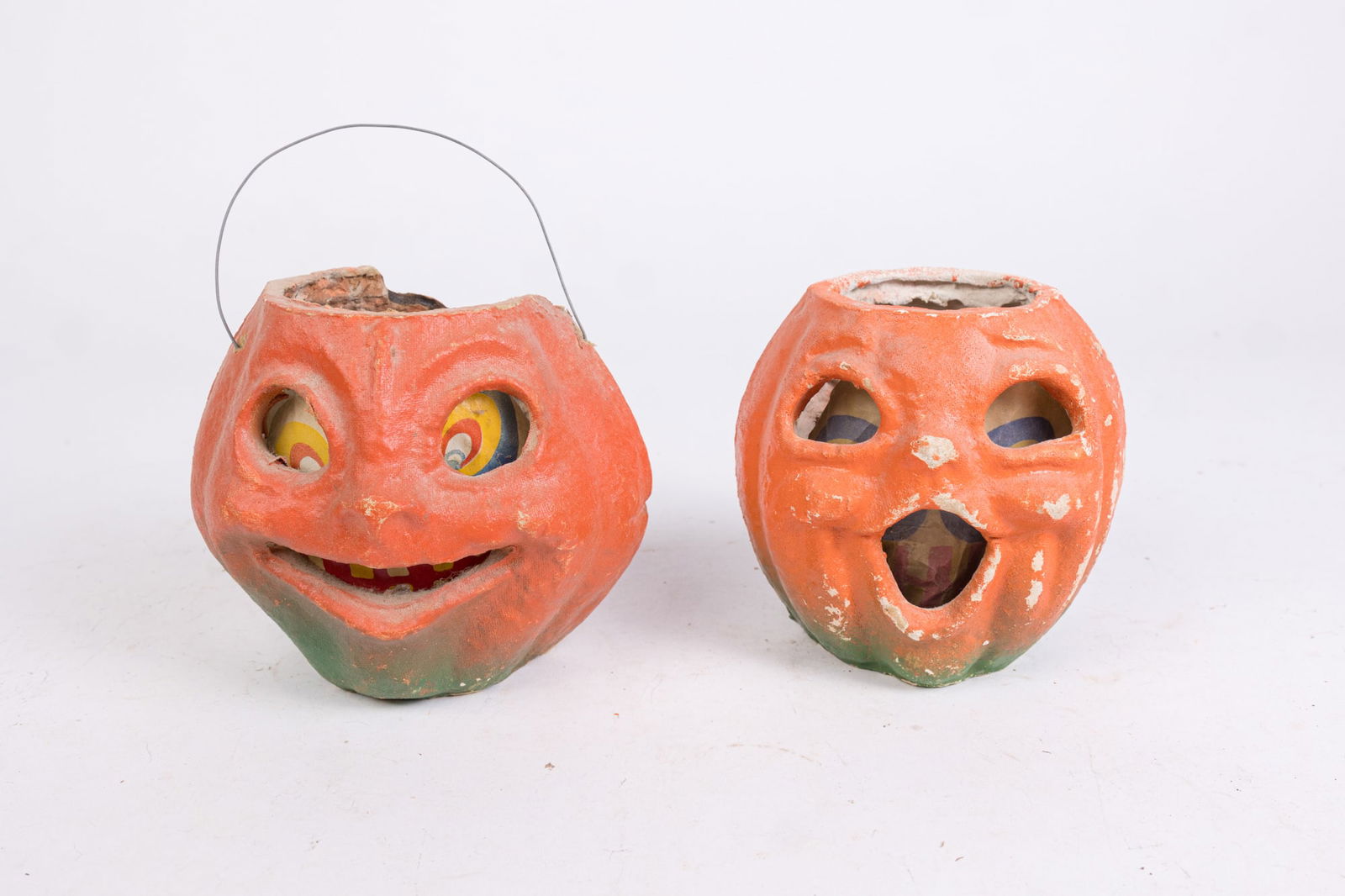 Two Halloween Vintage Jack o Lantern Paper Mache Candy Lanterns (1 of 6)