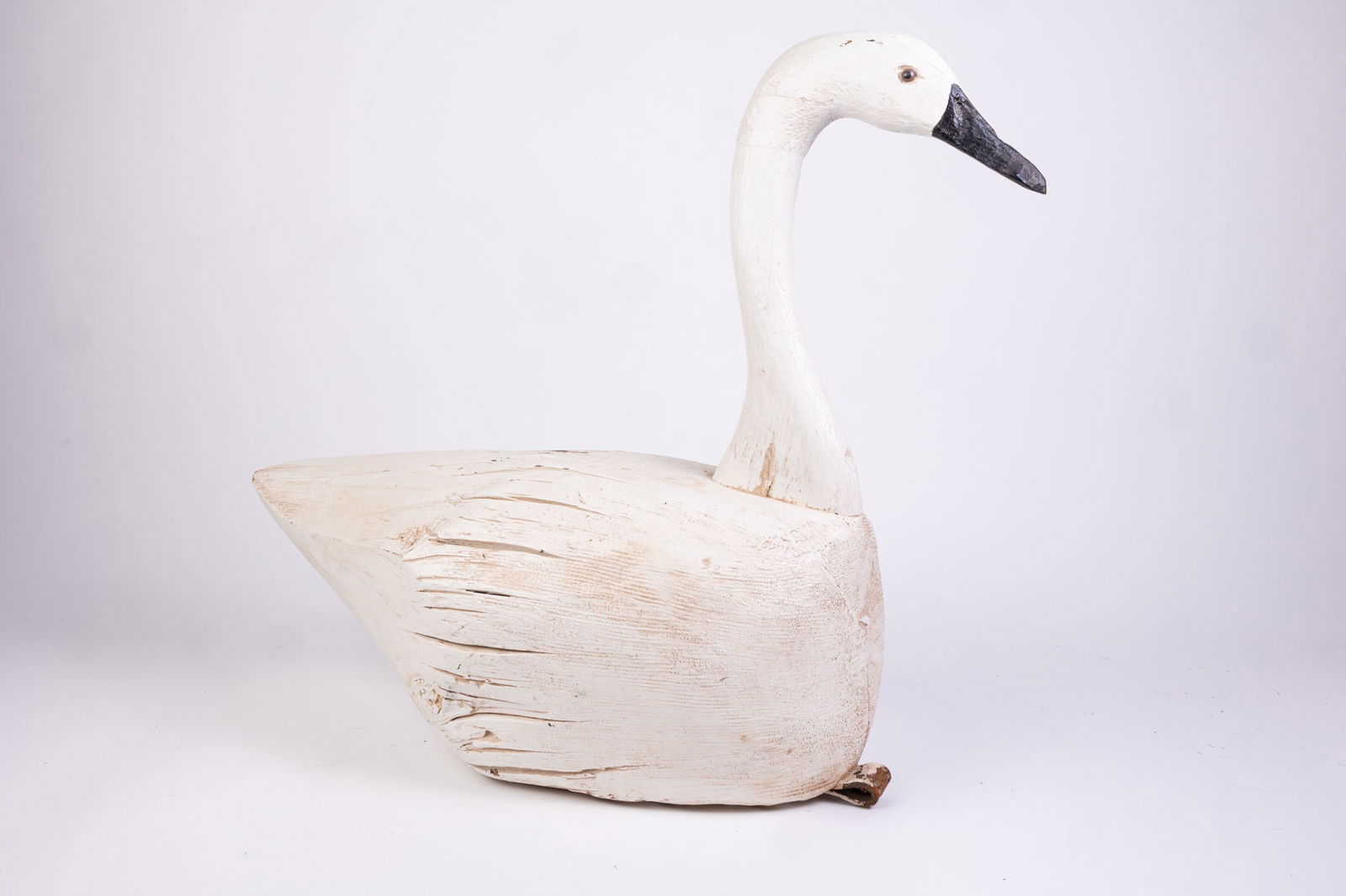 Large Carved Wooden Vintage White Swan Decoy (1 of 7)