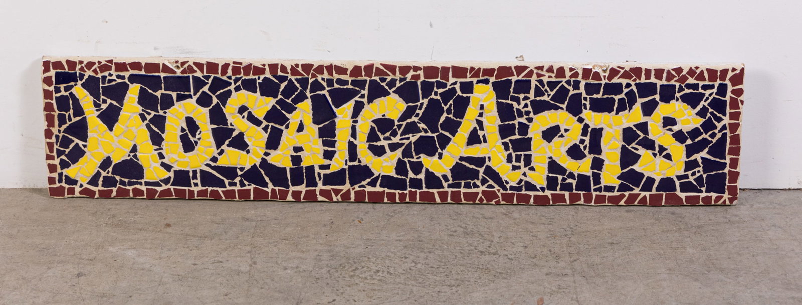 Mosaic Arts Vintage Folk Art Mosaic Sign: Mosaic Arts Vintage Folk Art Mosaic Sign Size 7" x 34" Literature Brooks Auction is not responsible for outbids. Questions? Call the office at (856) 694-2960 or email us directly at info@brooks.auct