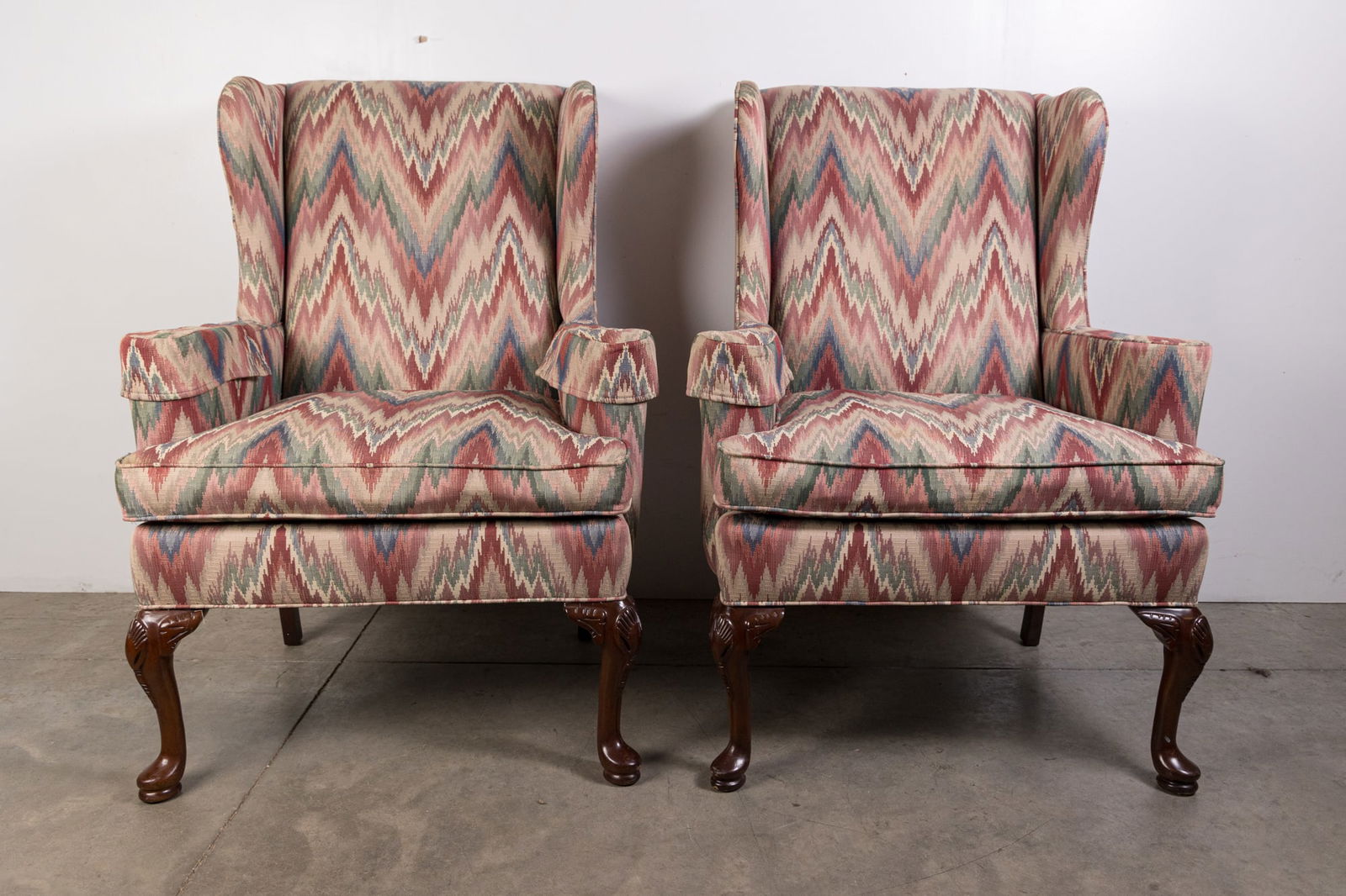 Pair of Queen Anne Style Wingback Chairs (1 of 6)