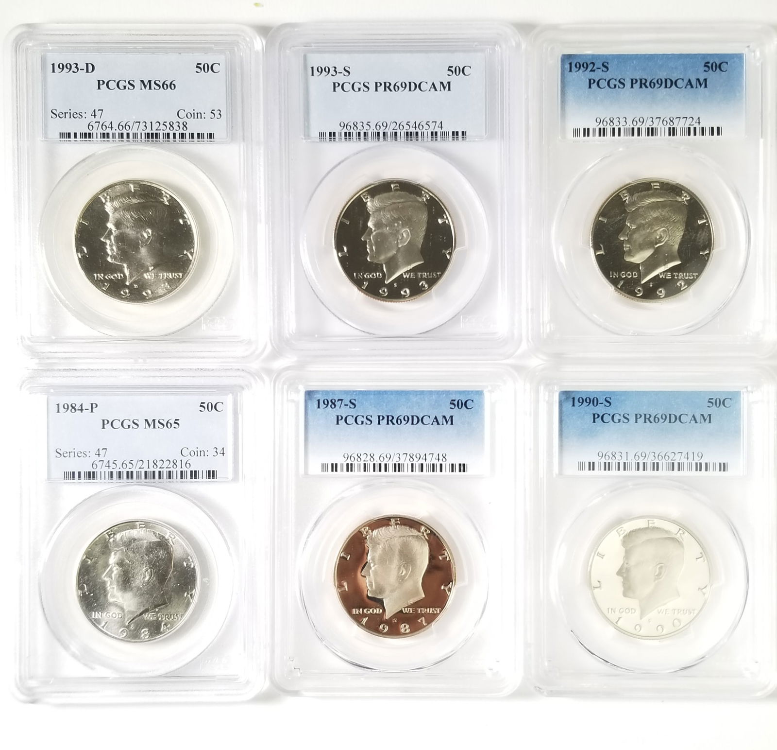 Six Graded Kennedy Half Dollars (1 of 4)