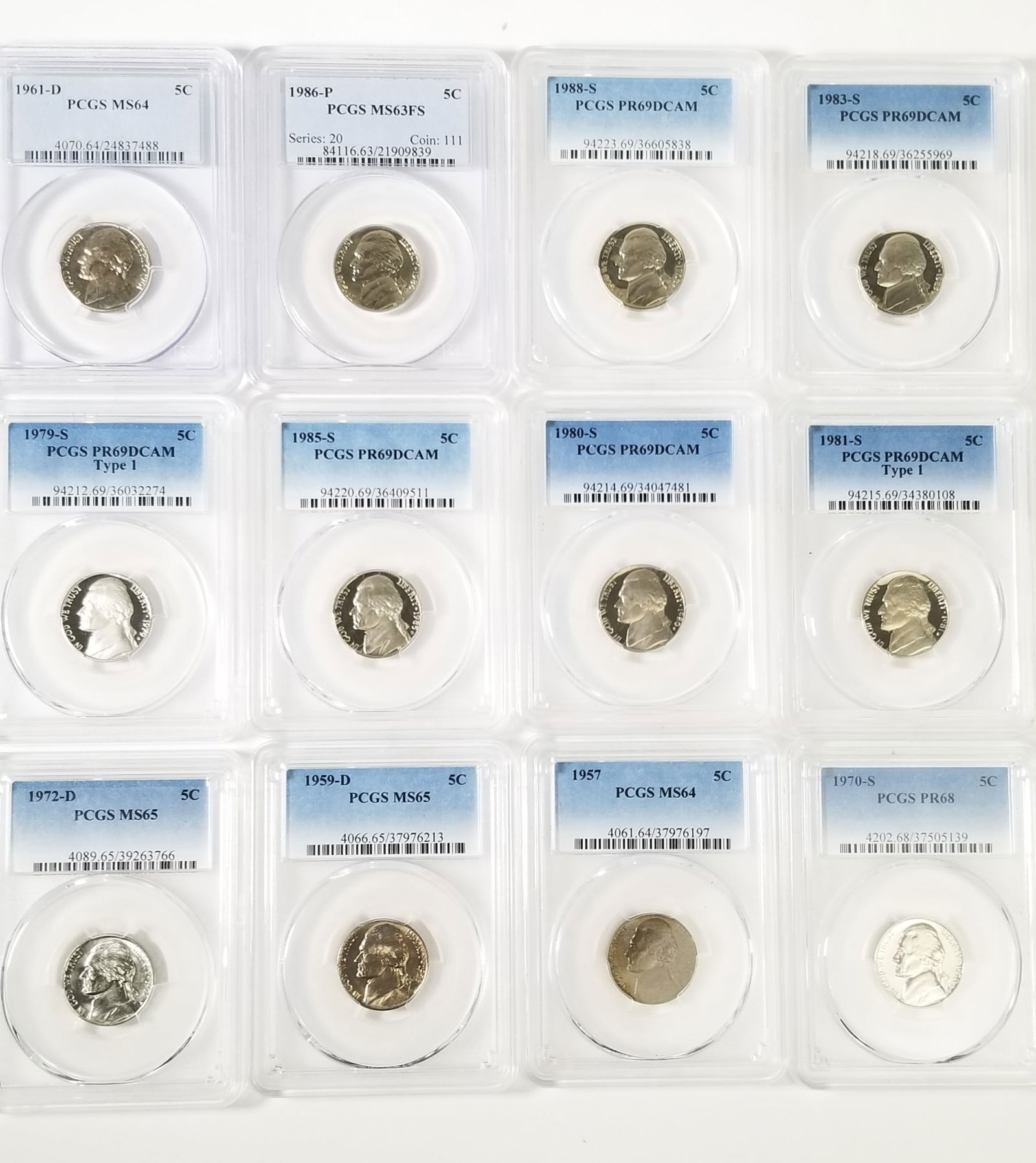 Twelve Graded Jefferson Nickels (1 of 4)
