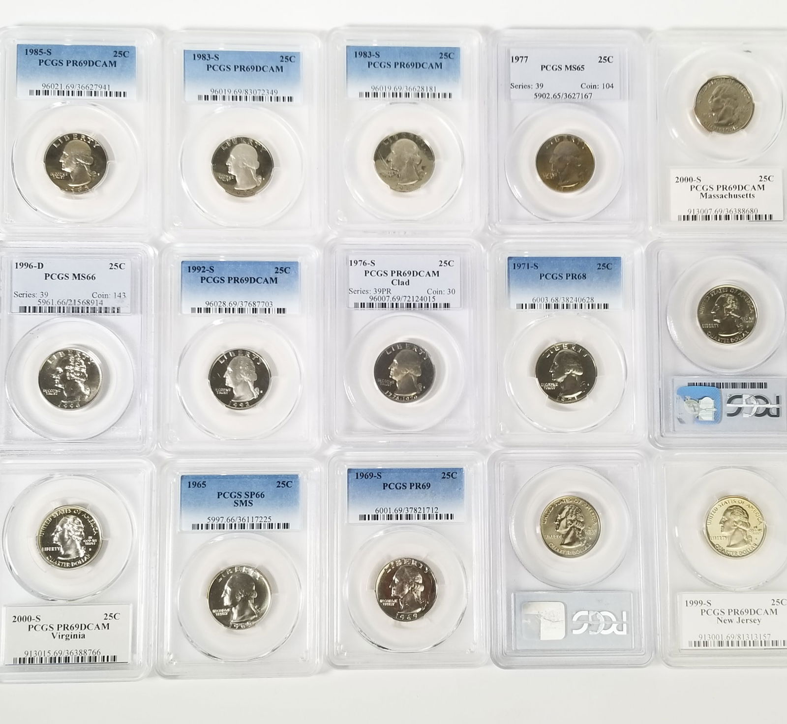 Fifteen Graded Washington Quarters (1 of 5)