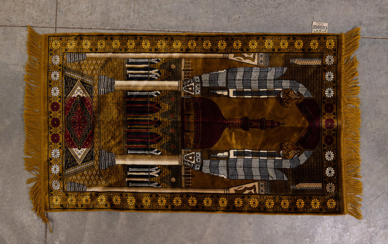 Pakistani Kashmir Silk Tableau Pictorial Prayer Rug (1 of 7)