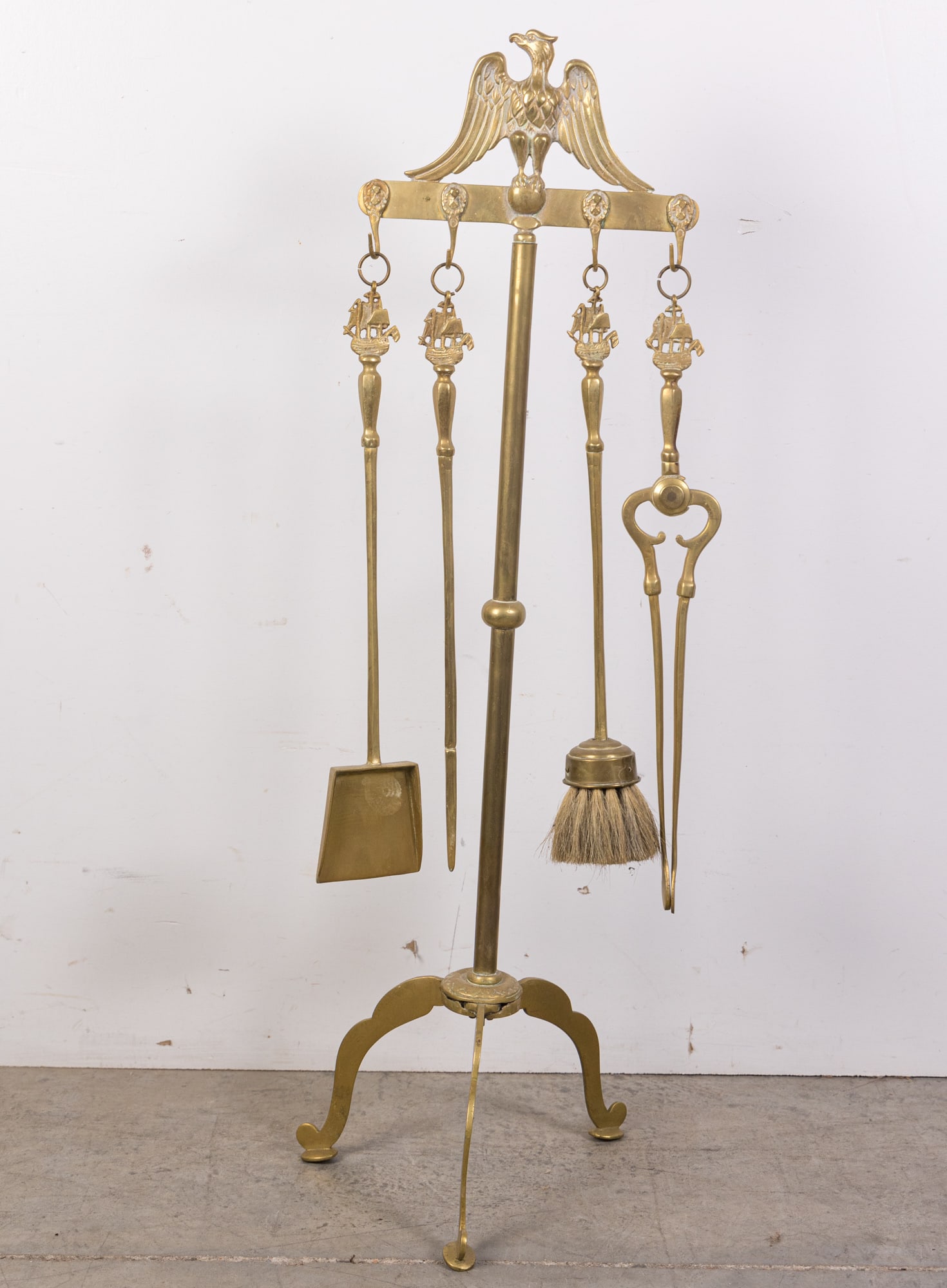 Solid Brass Eagle-Topped Ship Mantel Tools (1 of 5)