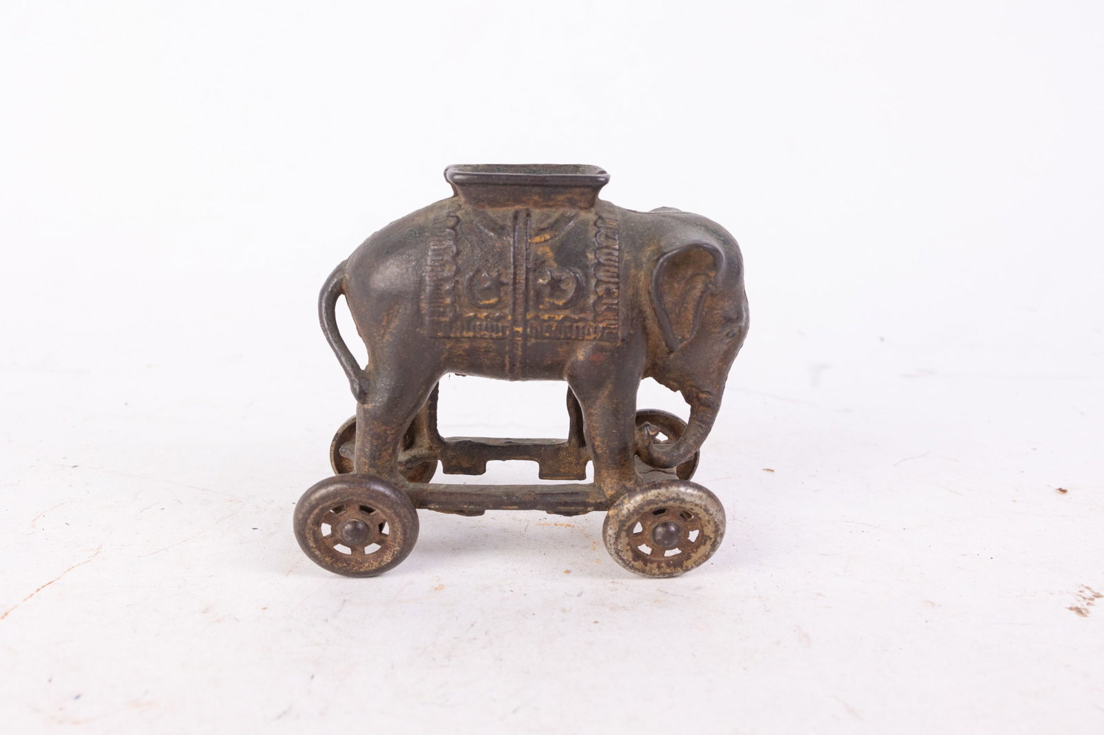 Antique Cast Iron Circus Elephant on Wheels Bank (1 of 4)