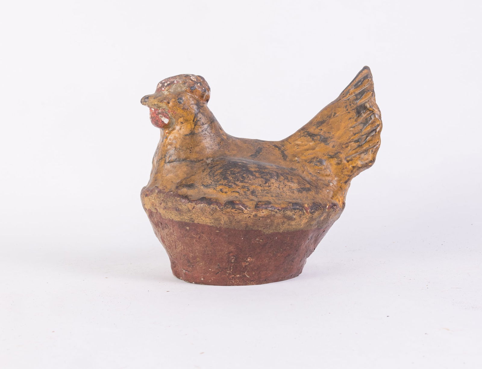 Antique Chalkware Decorative Folk Art Chicken Sculpture Bank (1 of 5)