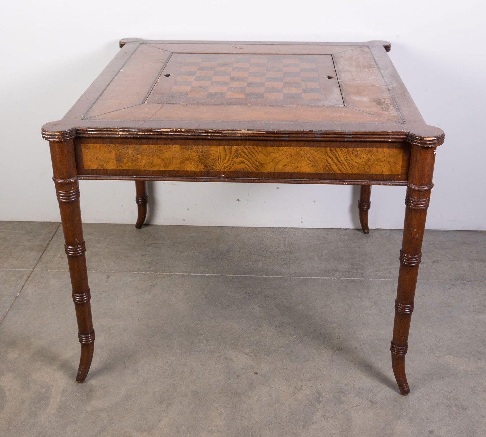 Antique Leather Top Game Table (1 of 5)