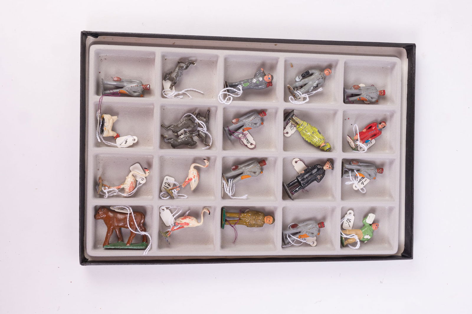 Antique Lead Assorted Figurines in Display Box Featuring Barclays (1 of 5)