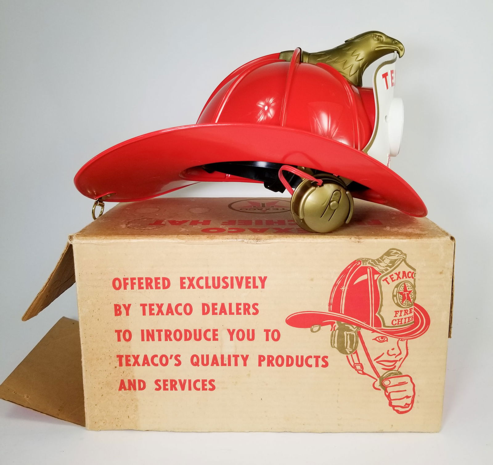 Vintage 60's Texaco Fire Chief Hat in Original Box by Park Plastics: Vintage 60's Texaco Fire Chief Hat in Original Box by Park Plastics Size 9" x 9" x 15" Literature Brooks Auction is not responsible for outbids. Questions? Call the office at (856) 694-2960 or email