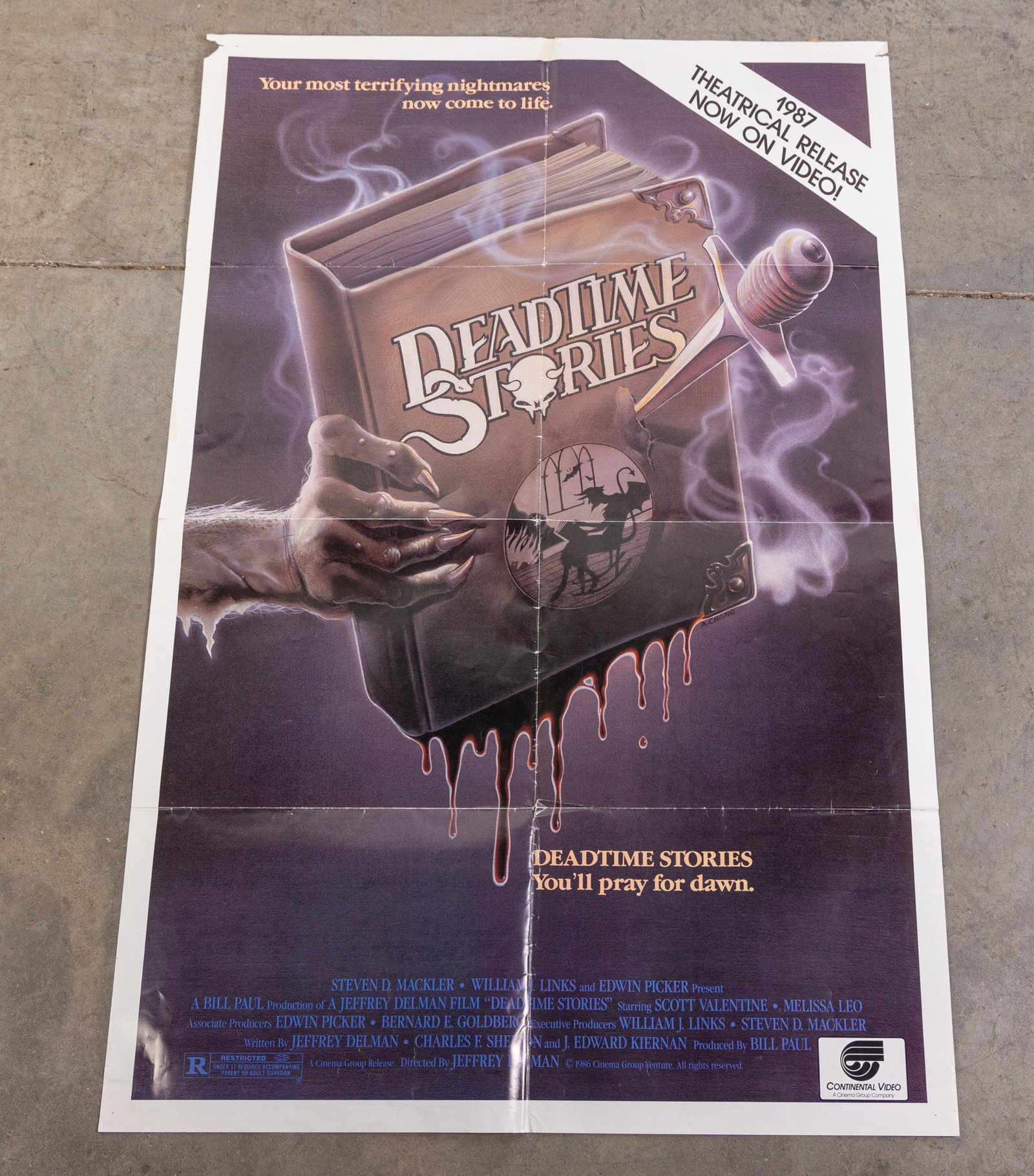 Vintage "Deadtime Stories" Horror Movie Video Store Promo Poster (1 of 3)