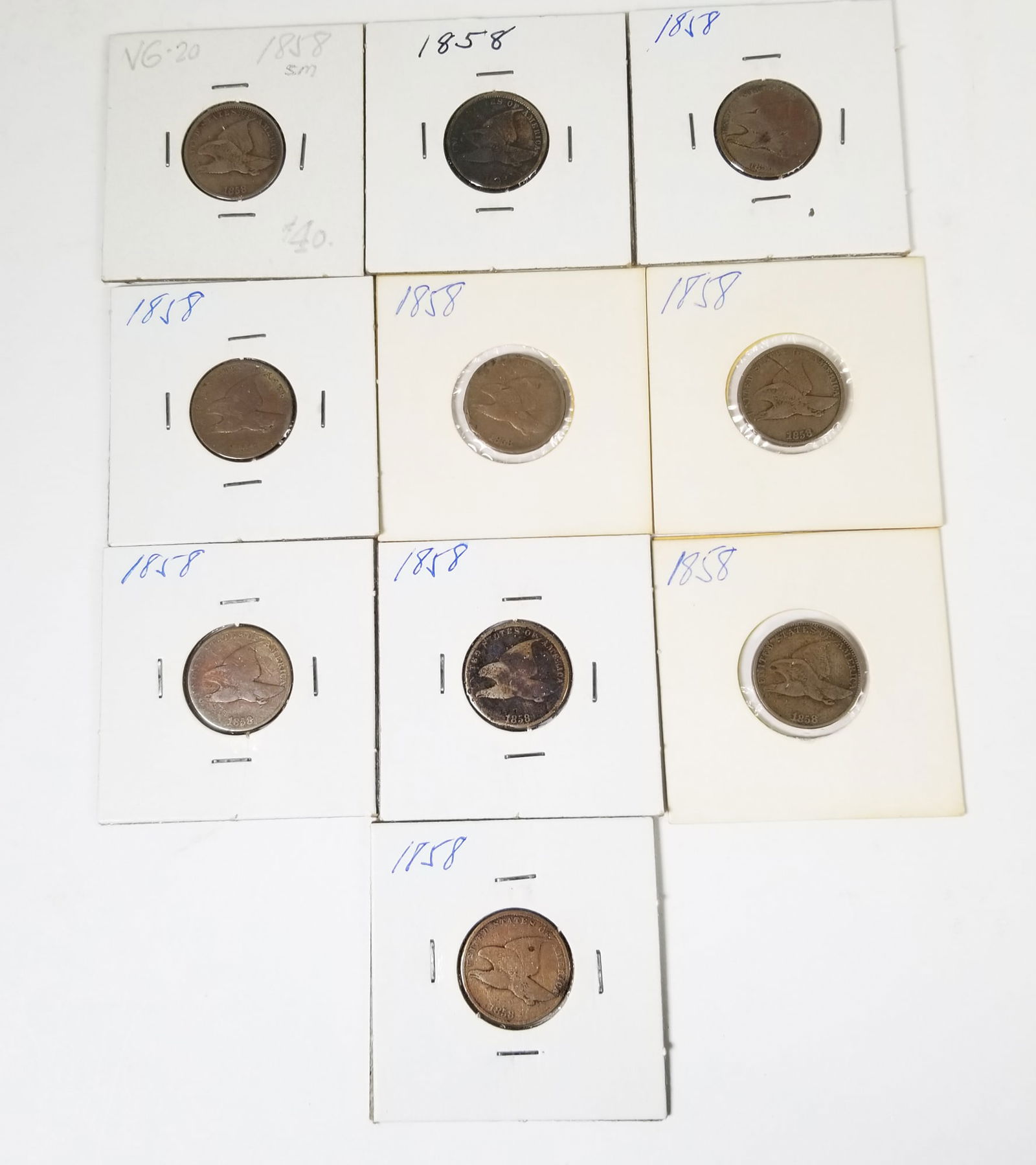 Ten 1858 Flying Eagle Cents (1 of 12)