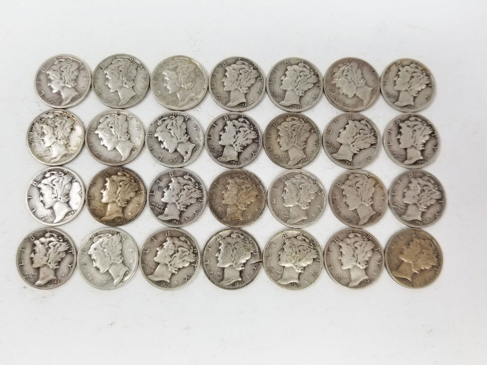 Twenty Eight Silver Mercury Dimes (1 of 4)