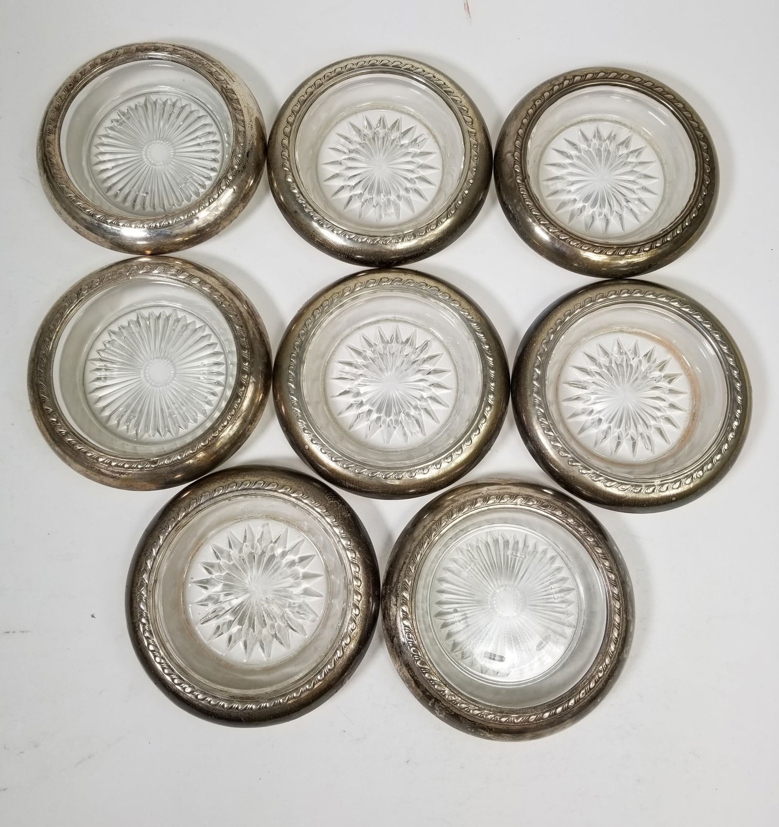 Eight Sterling Silver Rimmed Coasters (1 of 3)