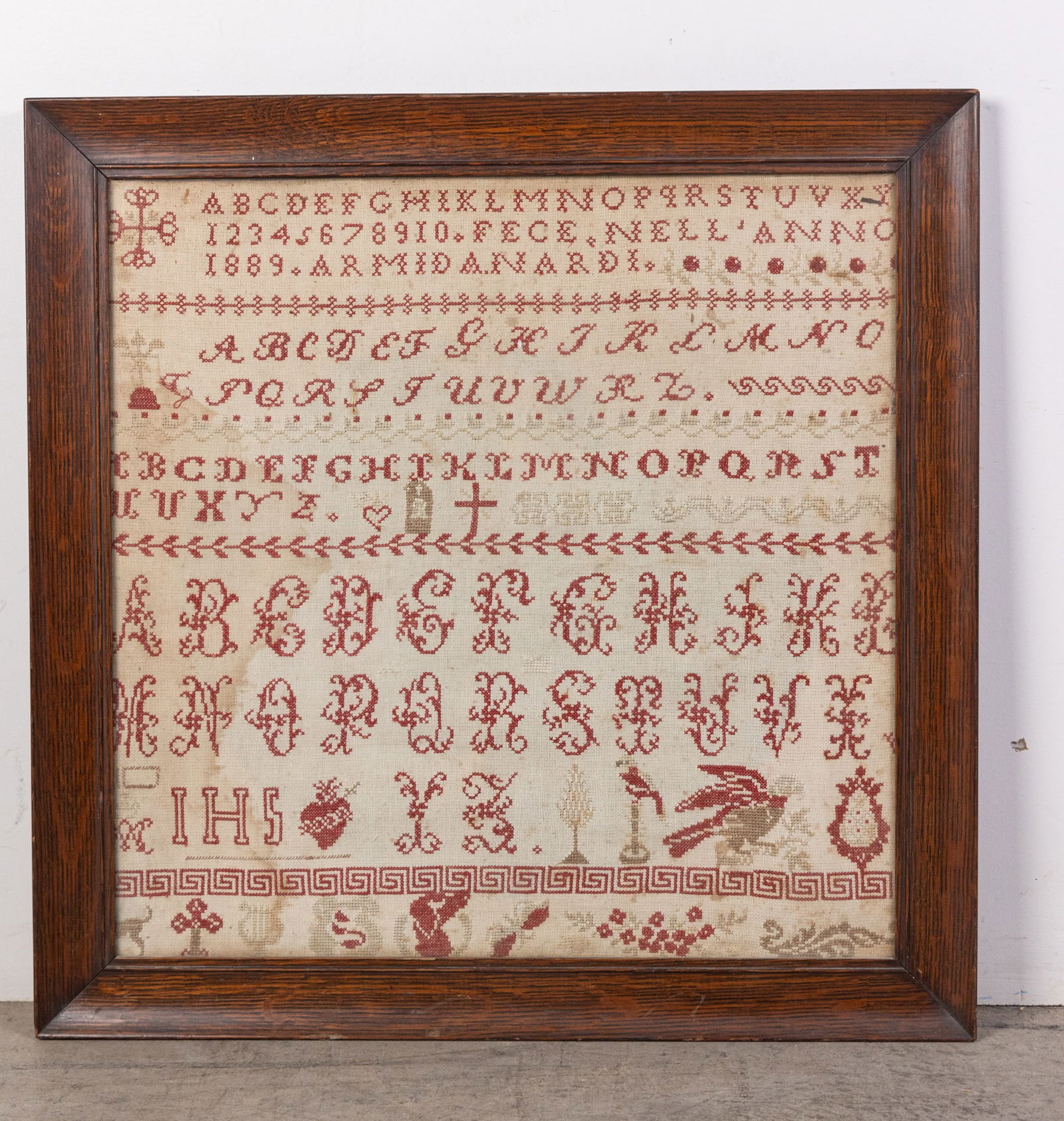 Antique 1889 Cross Stitch Band Sampler (1 of 4)