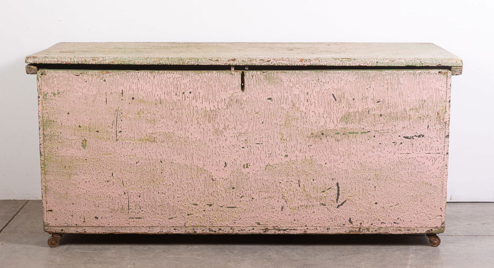 Antique Pink & Green Painted Primitive Chest (1 of 8)