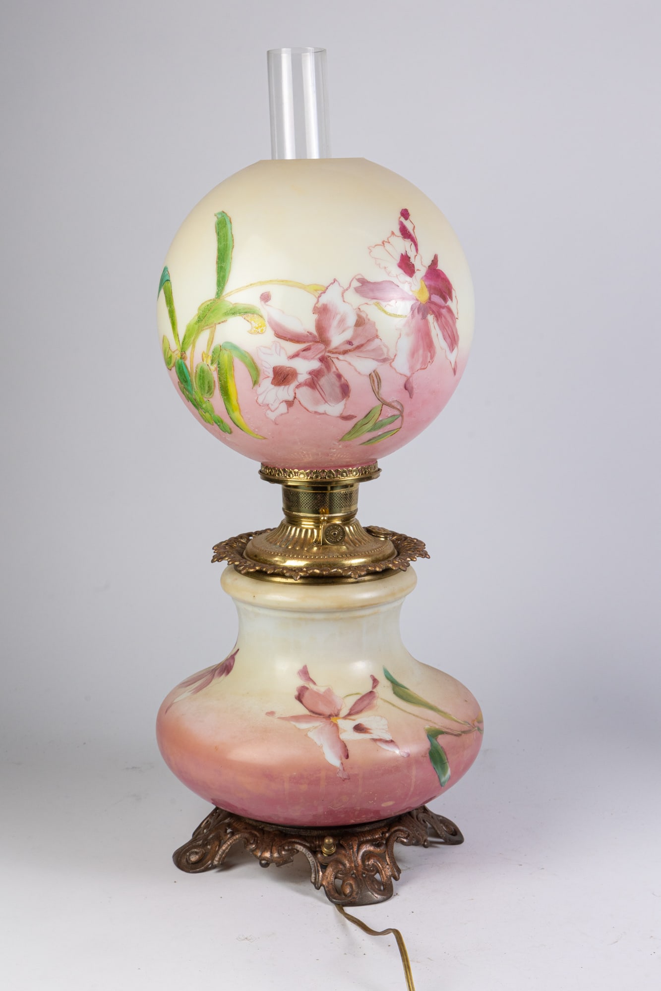 Carnation Motif Hand Painted Gone with the Wind Lamp (1 of 5)