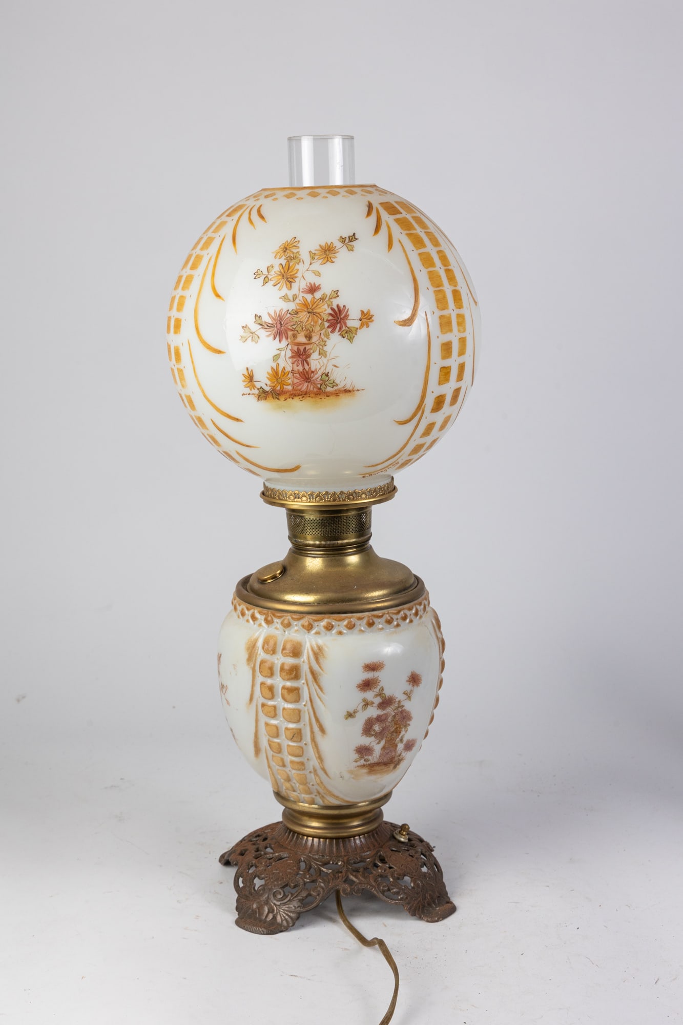 Floral Motif Hand Painted Hurricane Lamp (1 of 4)