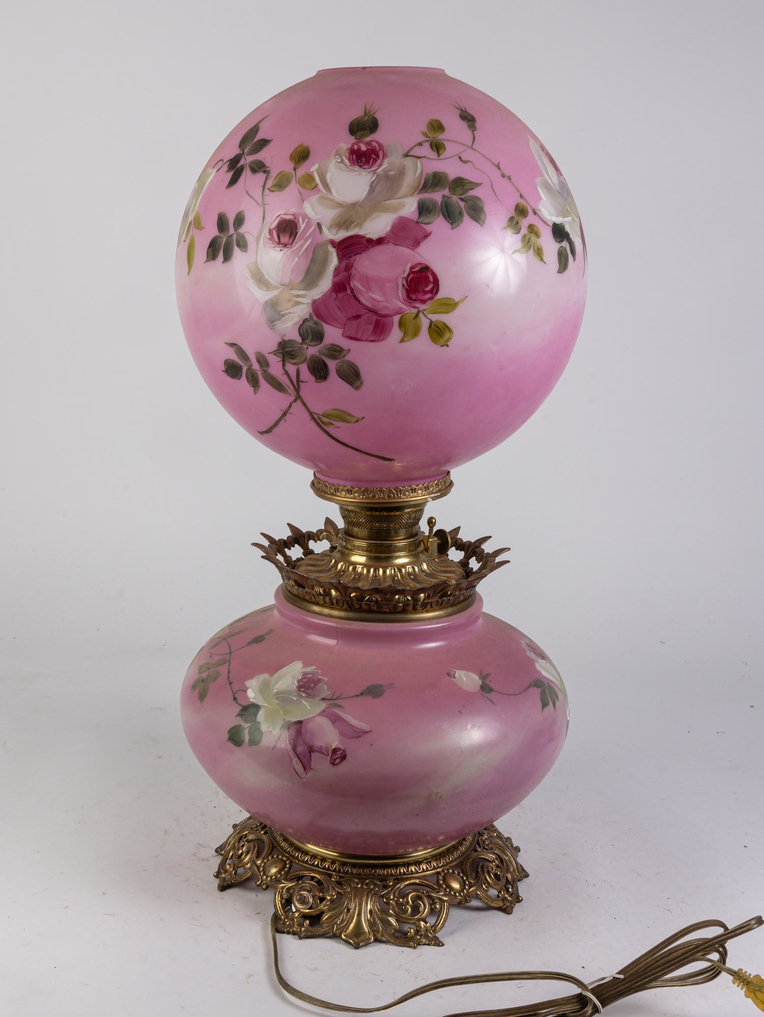 Pink Rose Motif Hand Painted Gone with the Wind Lamp (1 of 5)