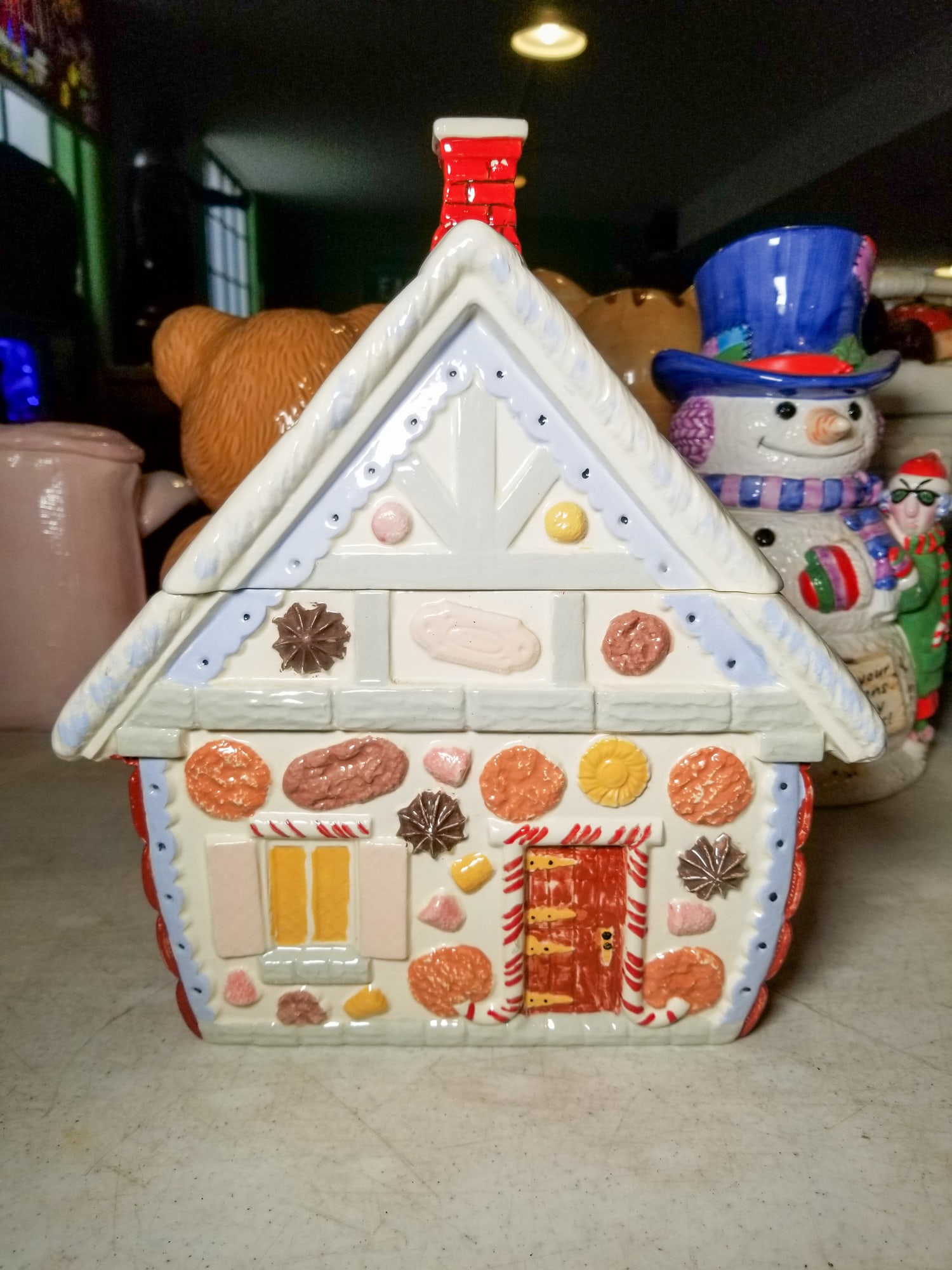 Christmas House Cookie Jar: Christmas House Cookie Jar Size 11.5" Literature Brooks Auction is not responsible for outbids. Questions? Call the office at (856) 694-2960 or email us directly at info@brooks.auction. ̶