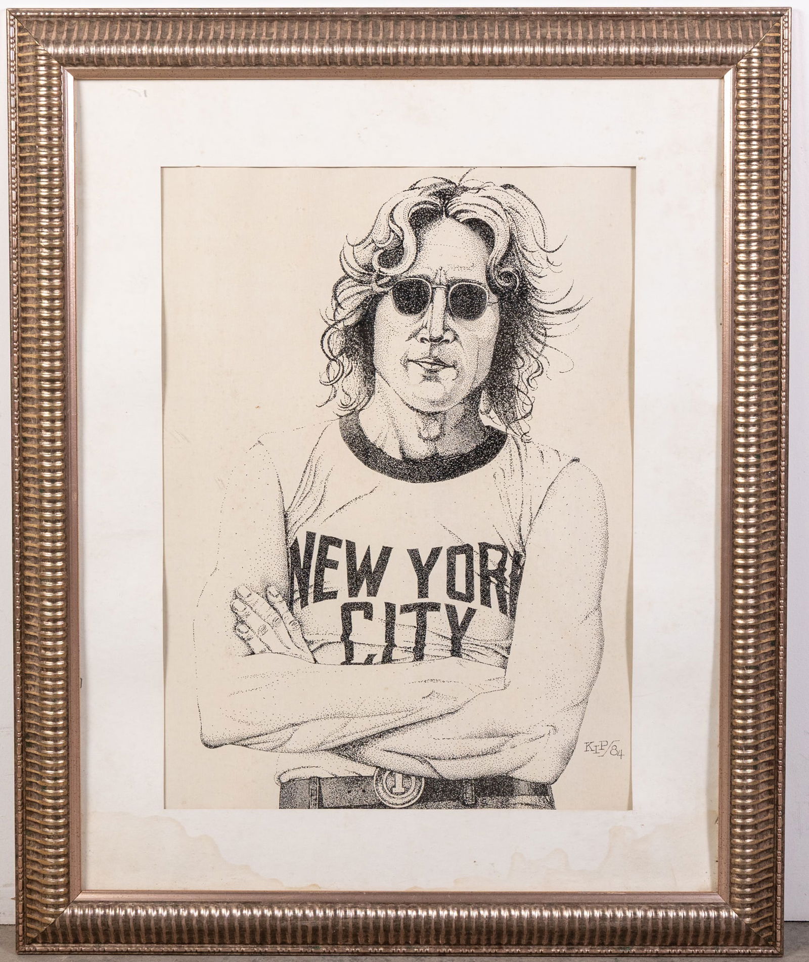John Lennon Pointillism Vintage Framed Artwork (1 of 2)