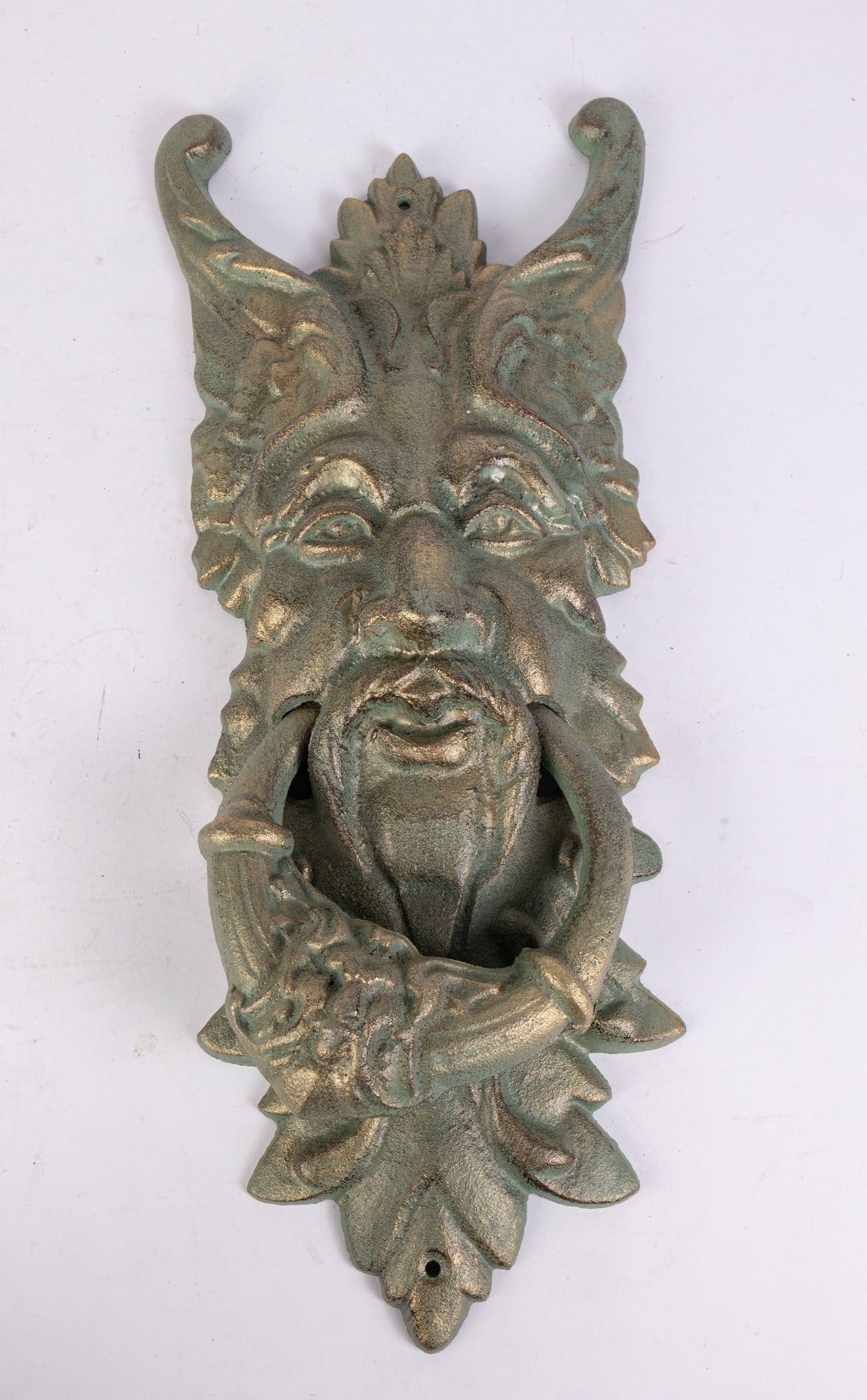 Large Cast Iron Baroque Style Figural Door Knocker (1 of 4)
