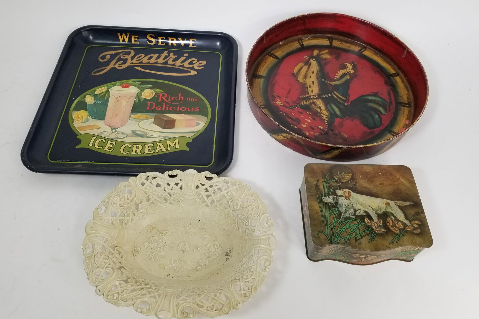 Vintage Tins & Decor: Vintage Tins & Decor Size 7" x 12" x 12" Literature Brooks Auction is not responsible for outbids. Questions? Call the office at (856) 694-2960 or email us directly at info@brooks.auction. &#