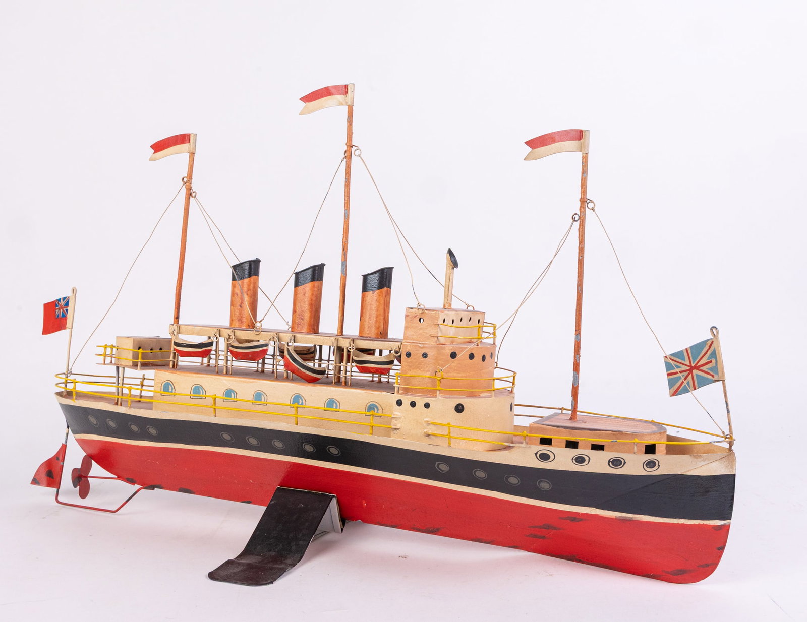 Handcrafted Tin British Steam Ship Model: Handcrafted Tin British Steam Ship Model Size 16" x 25" Literature Brooks Auction is not responsible for outbids. Questions? Call the office at (856) 694-2960 or email us directly at info@brooks.auc