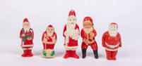 Five Vintage Celluloid Santa Figurines
