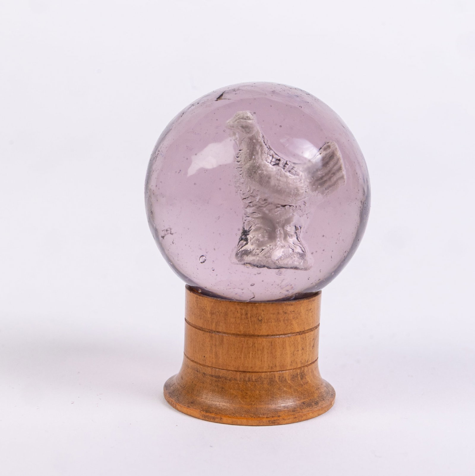 Antique Sulfide Rooster Marble w/ Stand (1 of 5)