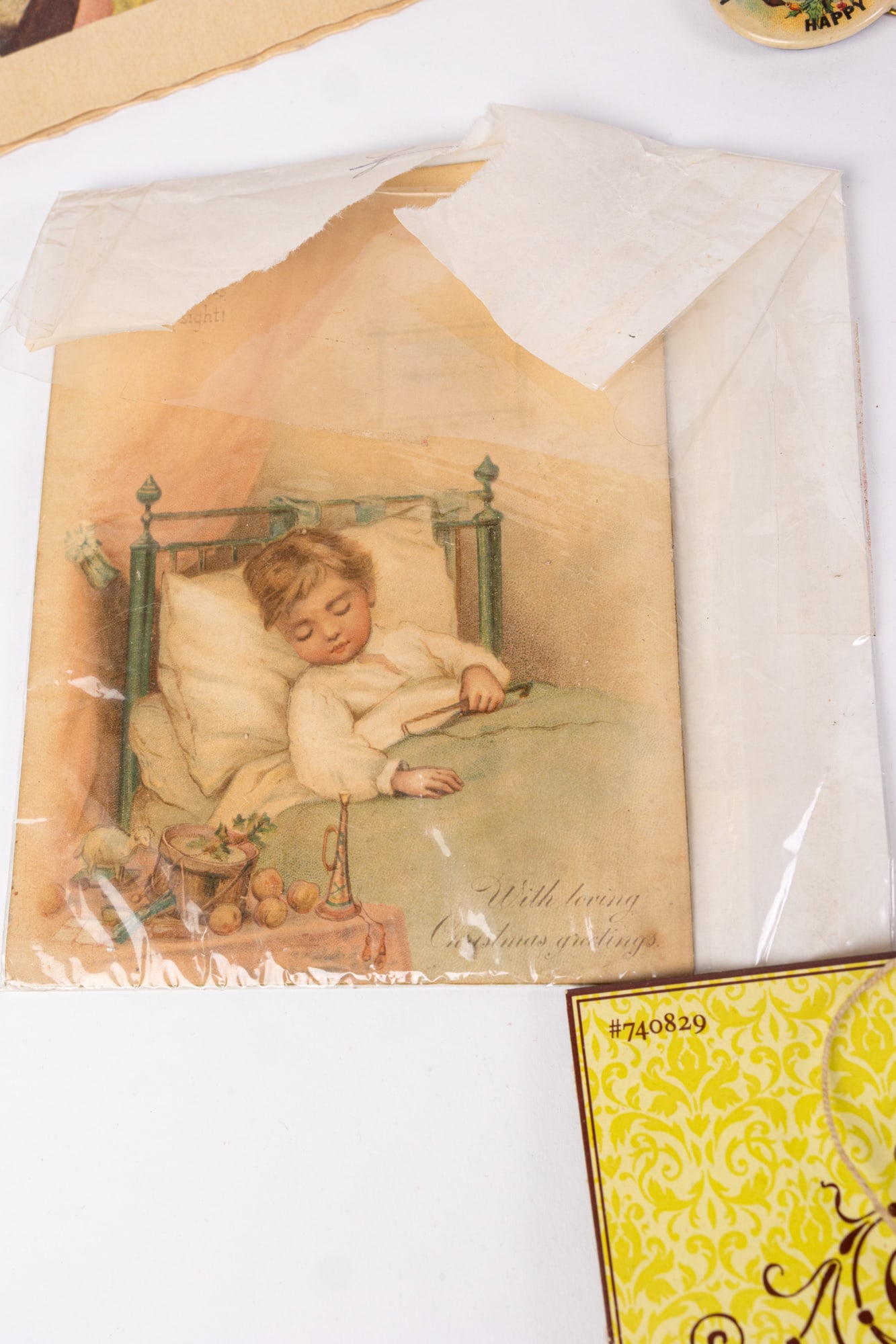 Lot of Vintage Santa Figurines: Lot of Vintage Santa Figurines: clay face santa - celluloid face mesh santa goody bag - celluloid santa with sleigh Size 7" x 12" x 12" (box size) Literature Brooks Auction is not responsible for out